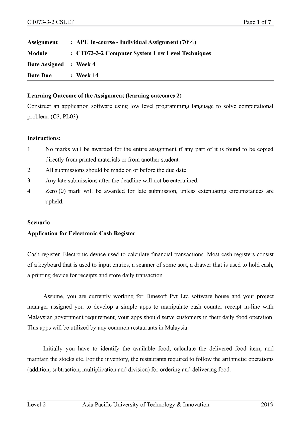 c programming assignment apu