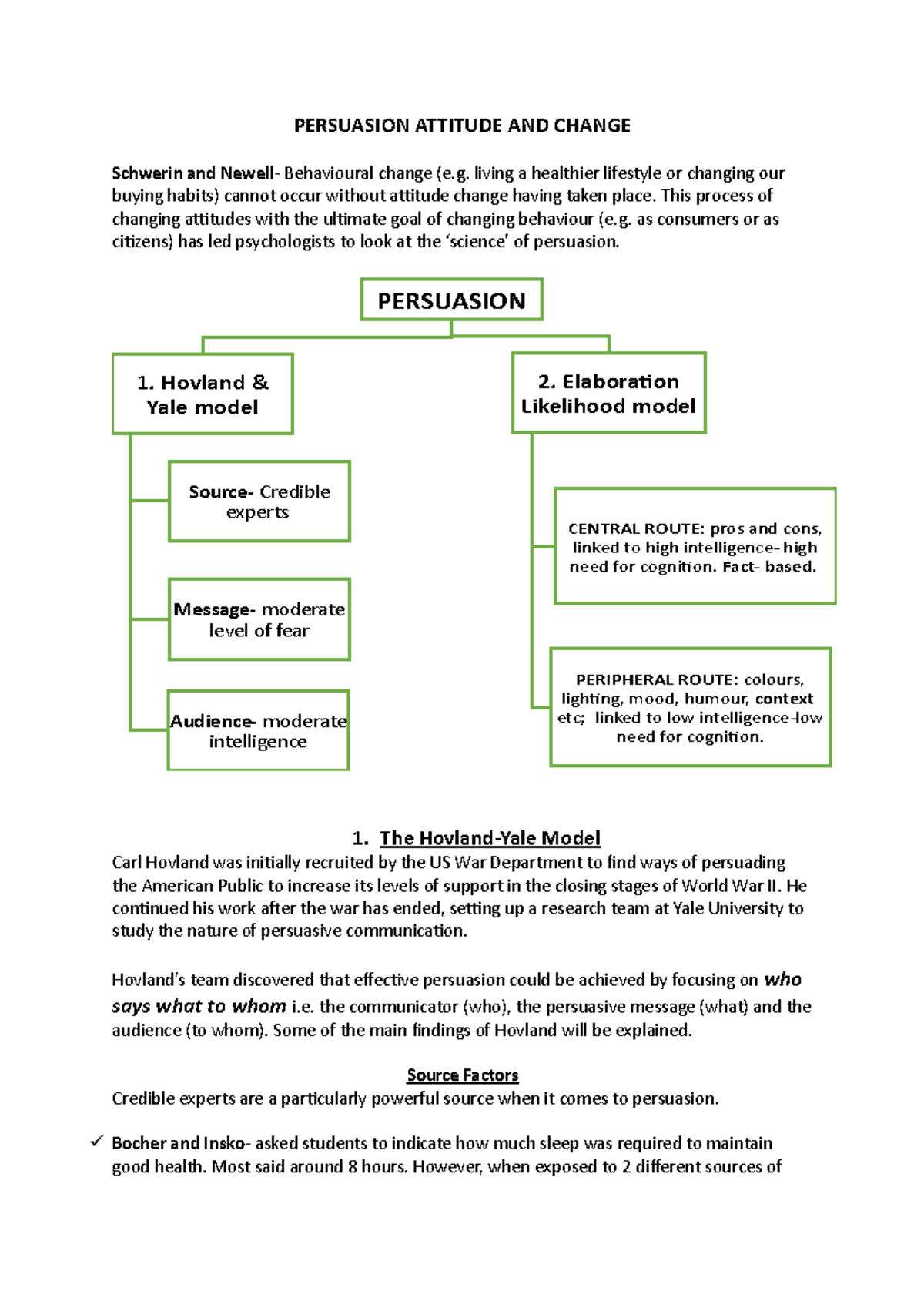 Persuasion Attitude And Change Persuasion Attitude And Change Schwerin And Newell Behavioural Studocu