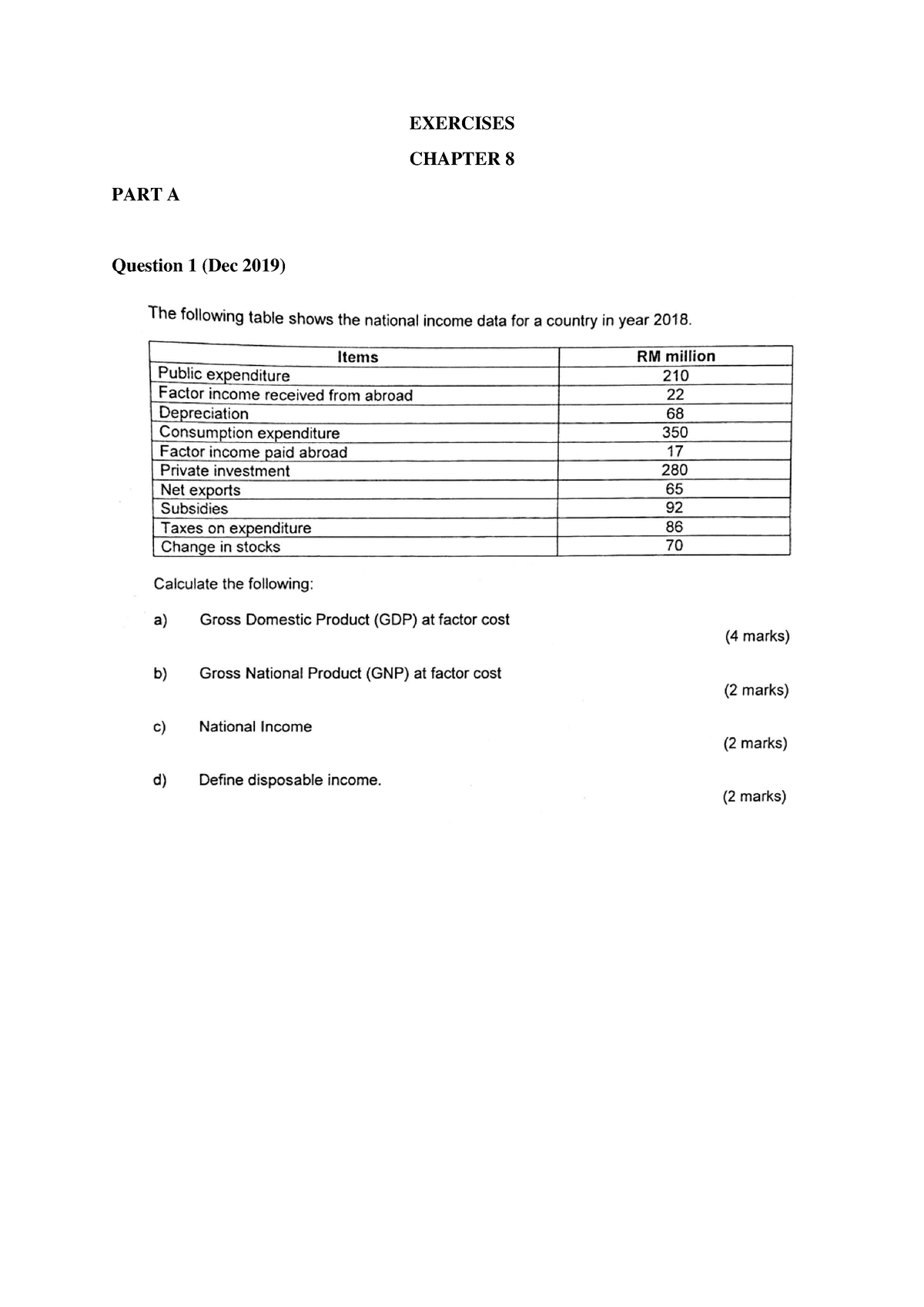 Exercises Chapter 8 - EXERCISES CHAPTER 8 PART A Question 1 (Dec 2019 ...