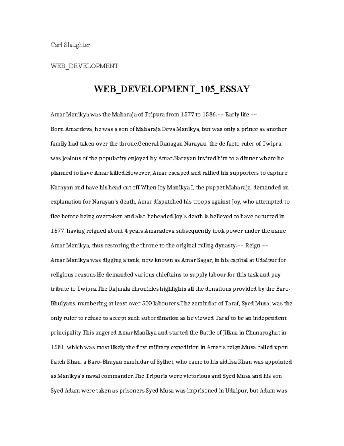 WEB Development 105 Essay - Carl Slaughter WEB_DEVELOPMENT WEB ...