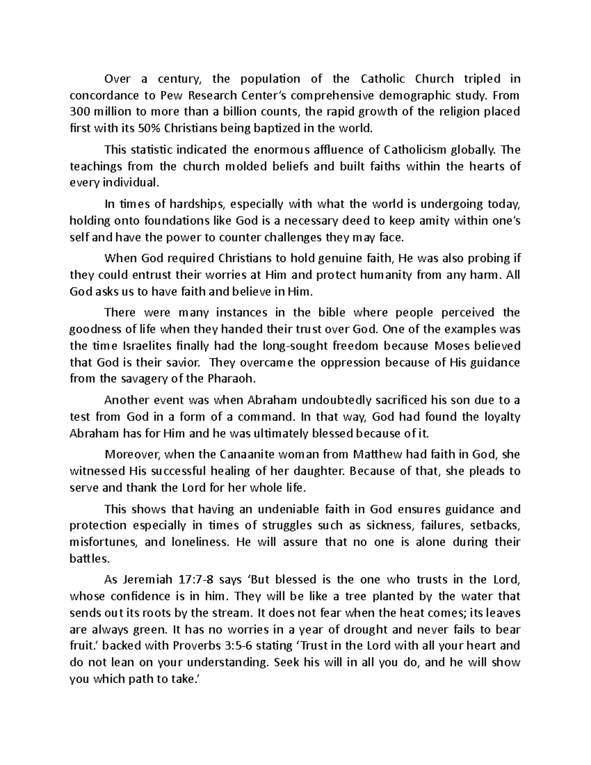 Synthesis Paper Religion on Self Over a century, the population of