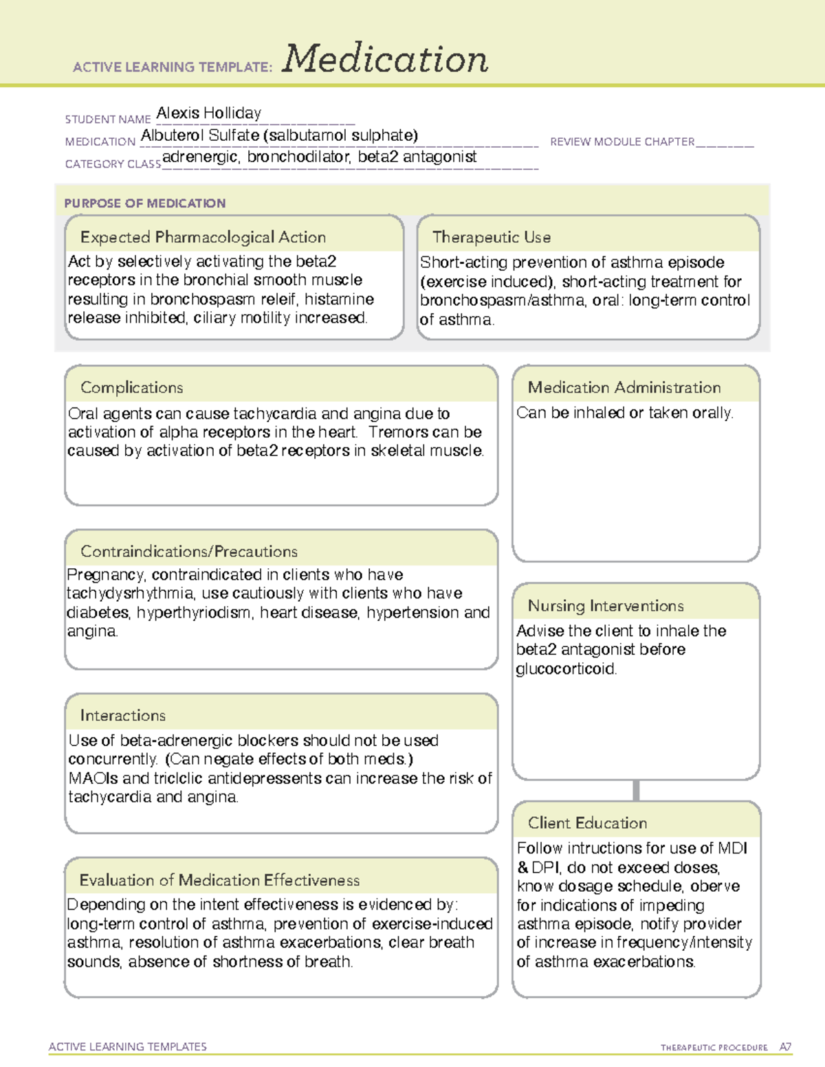 Med Template Albuterol - ACTIVE LEARNING TEMPLATES THERAPEUTIC ...