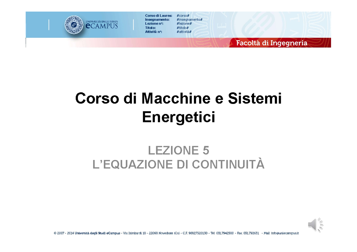 INIG17 2369a 05 - Corso di Laurea: Insegnamento: Lezione n°: Titolo ...
