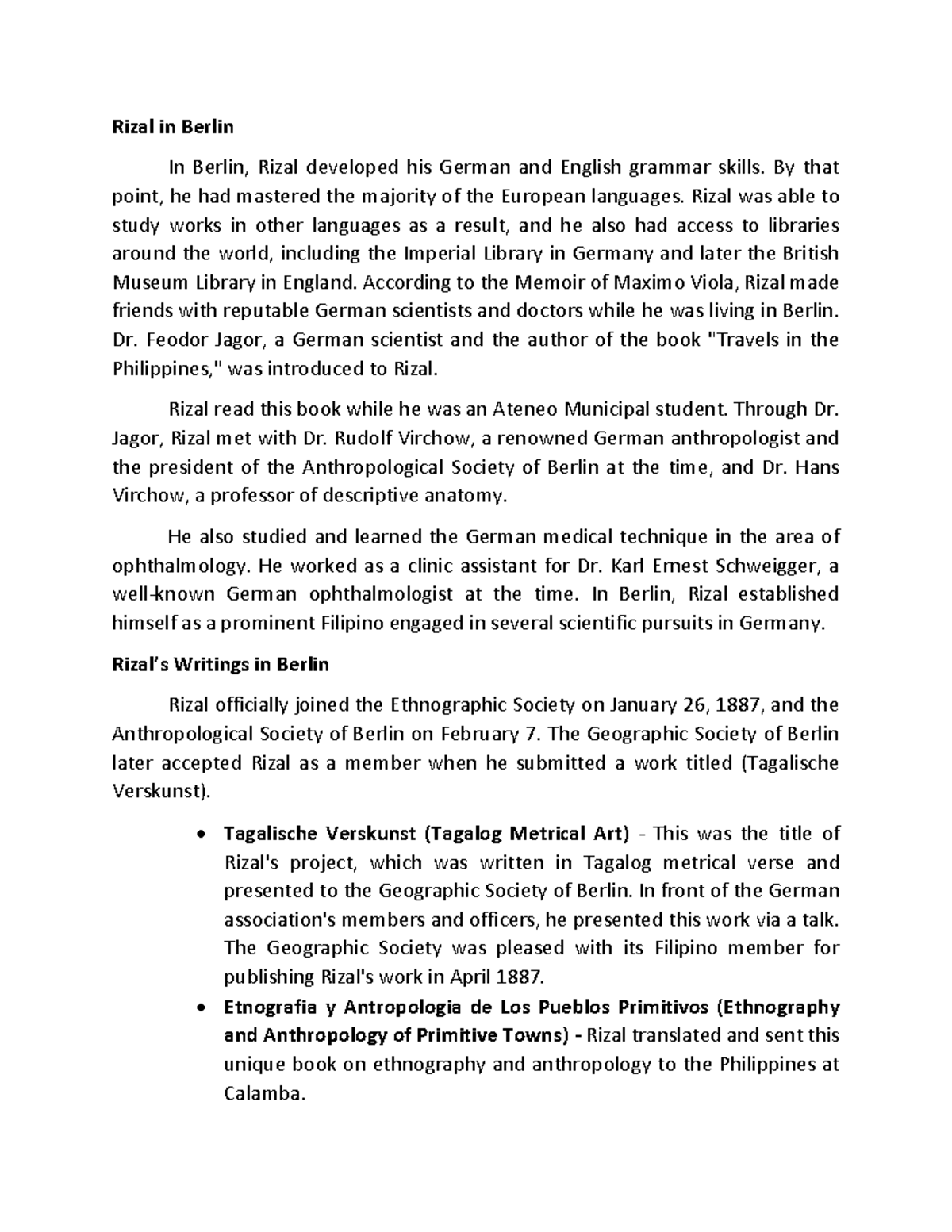 Rizal in the Country of Berlin - Rizal in Berlin In Berlin, Rizal ...