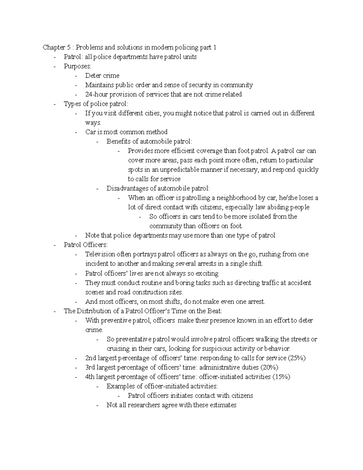 Criminology notes-exam 3 - Chapter 5 : Problems and solutions in modern ...