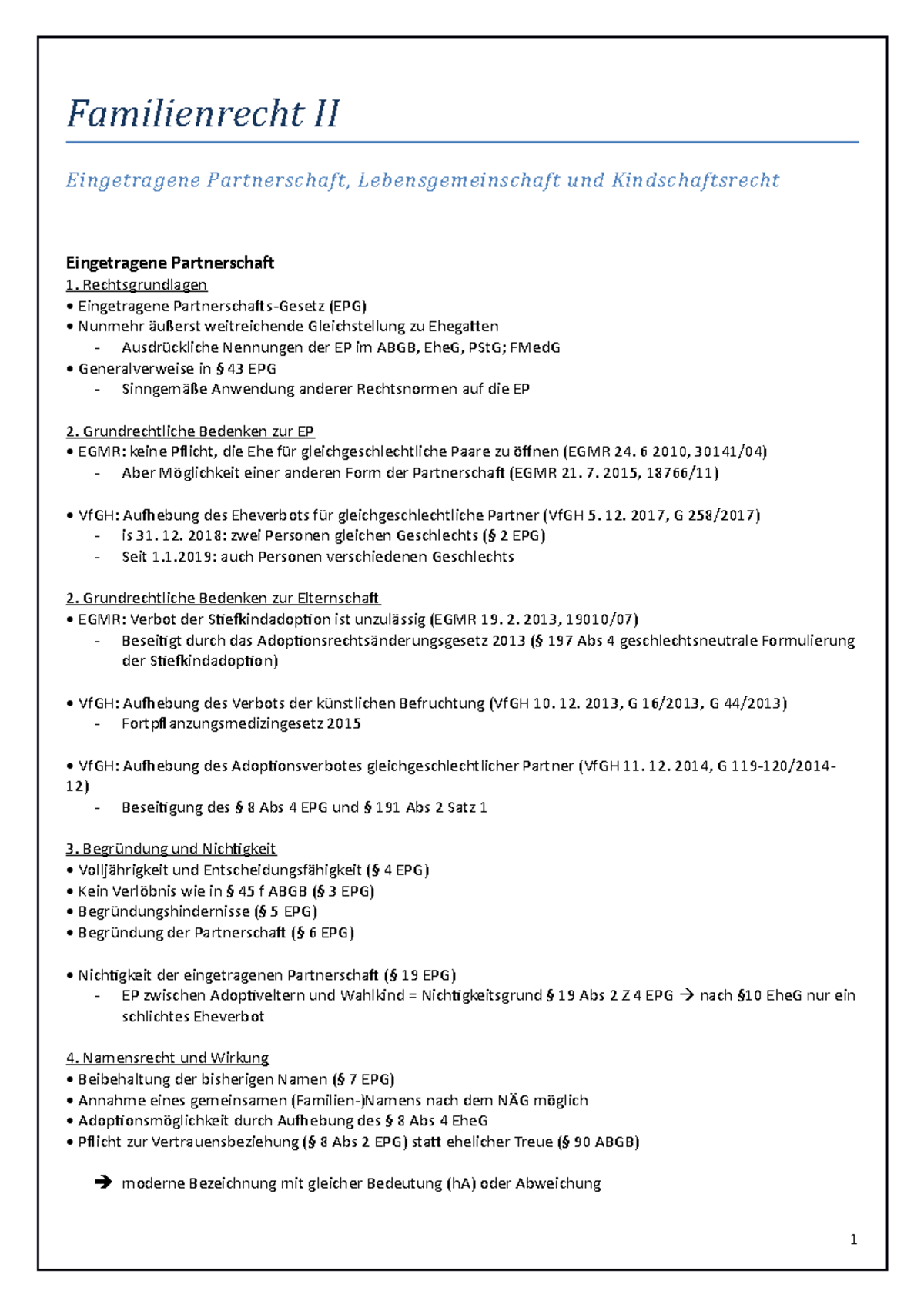 Familienrecht II _ Abstammung - Familienrecht II Eingetragene ...