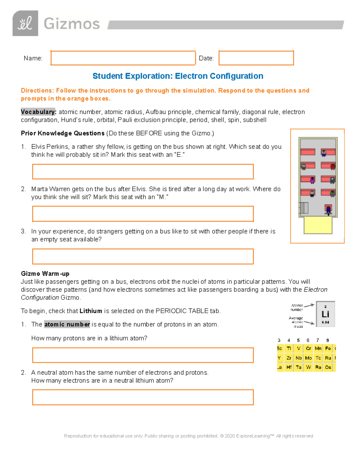 Copy of Electron Configuration SE - Name: Date: Student Exploration ...