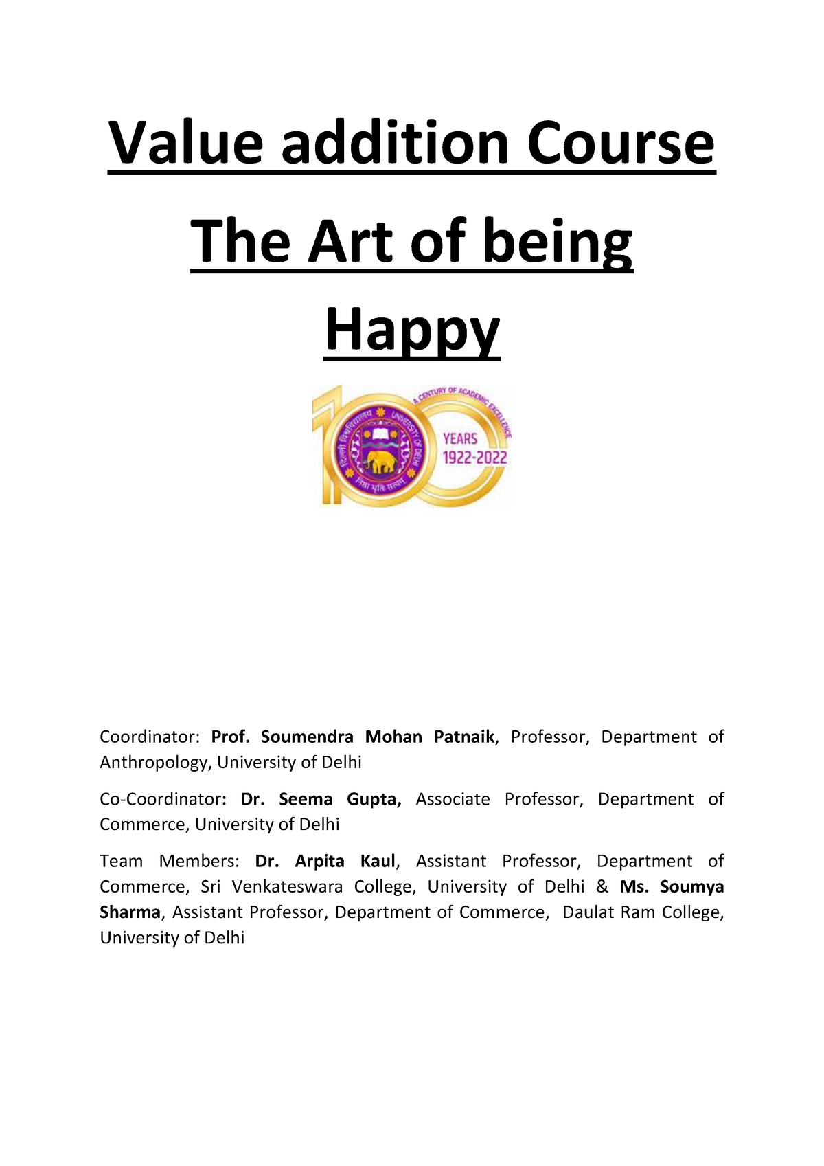 assignment on art of being happy