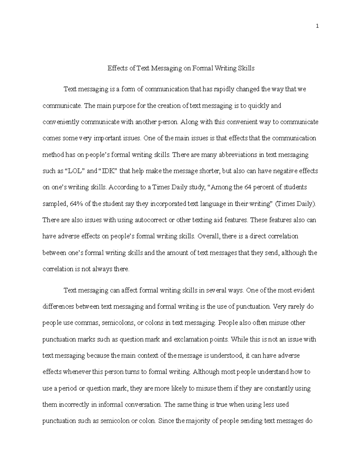 effects-of-text-messaging-on-formal-writing-the-main-purpose-for-the