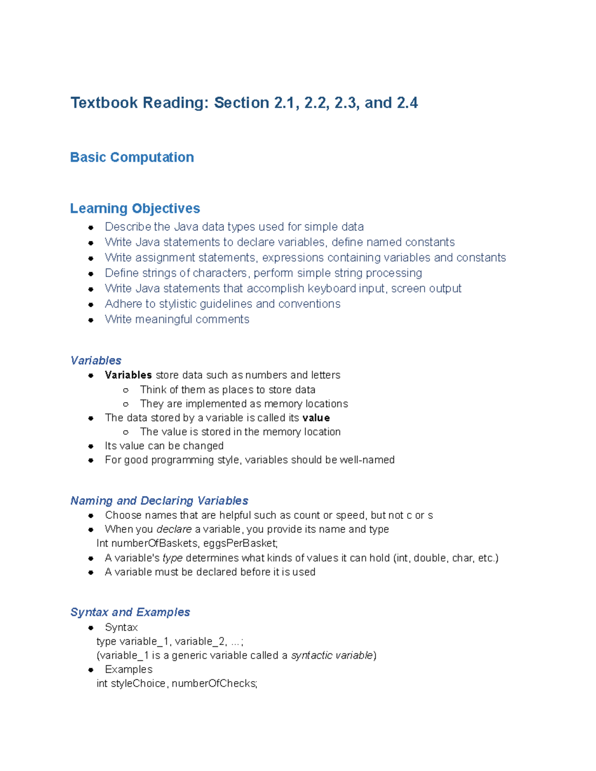 Sections 2.1 - 2.4 Continued - Textbook Reading: Section 2, 2, 2, and 2 ...