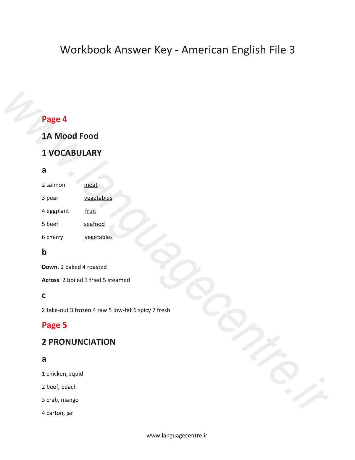 American English File 3 Workbook Answer Key pdf Workbook Answer Key 