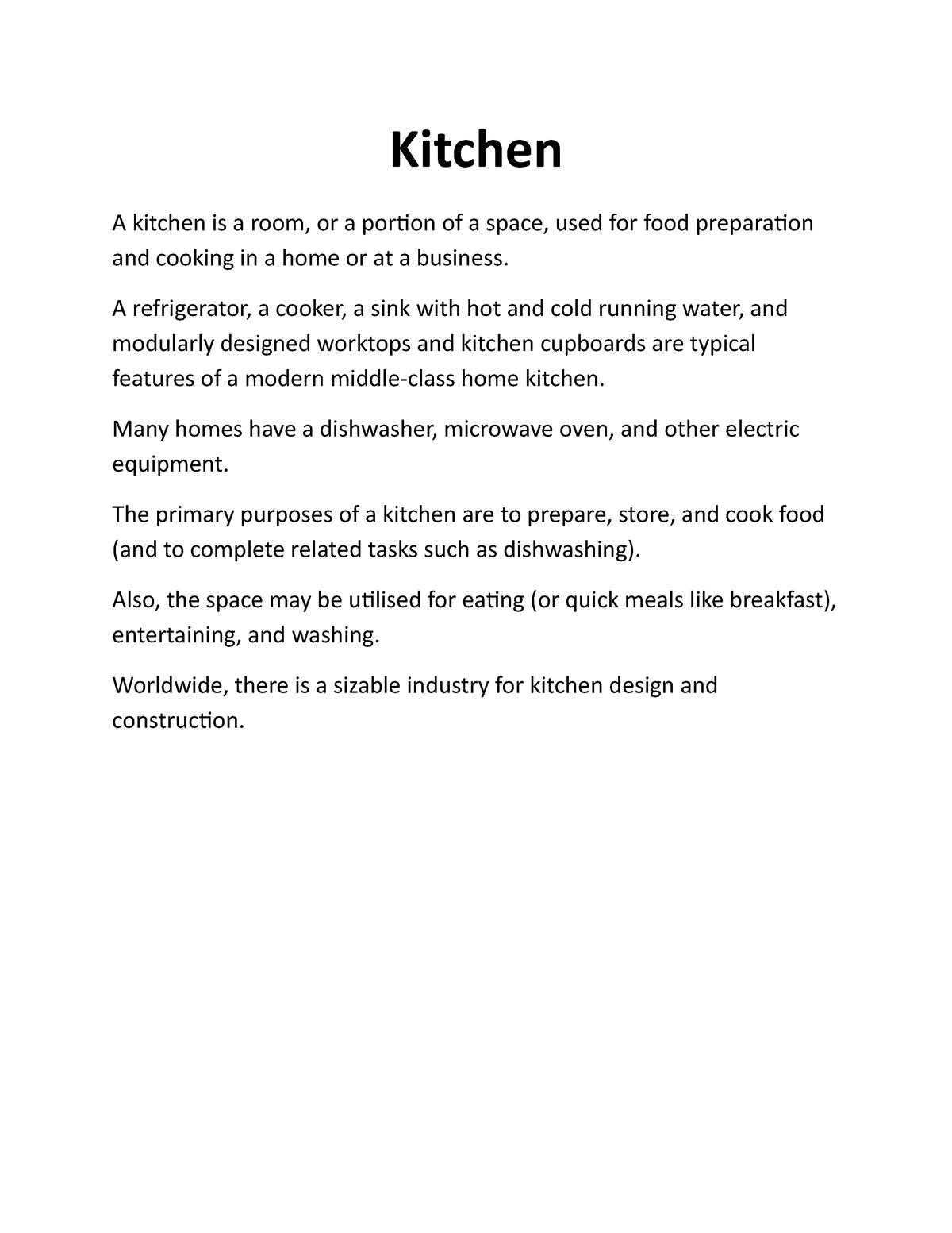 essay on kitchen cabinets
