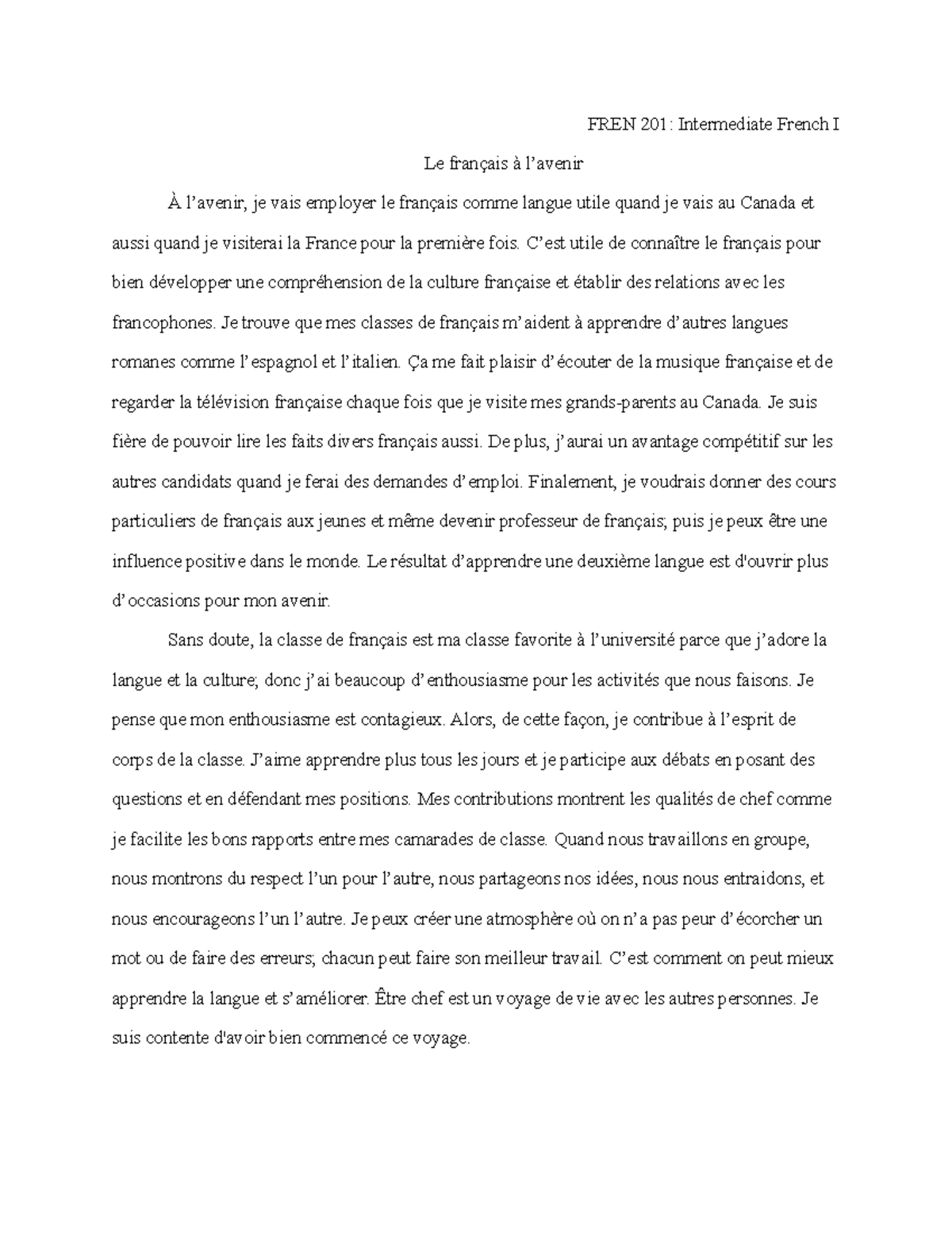 essay au francais