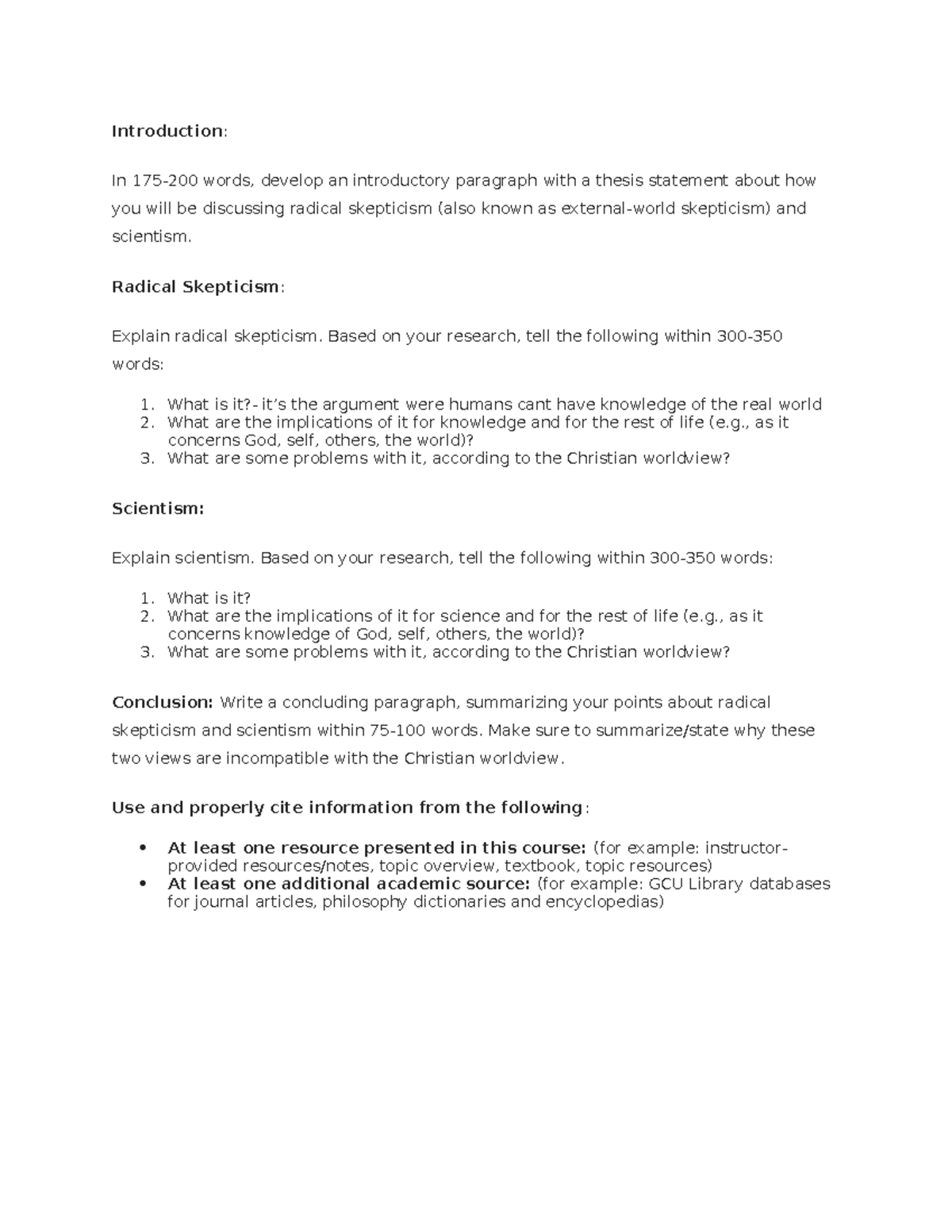 Philosophy and ethics paper - Introduction: In 175-200 words, develop ...