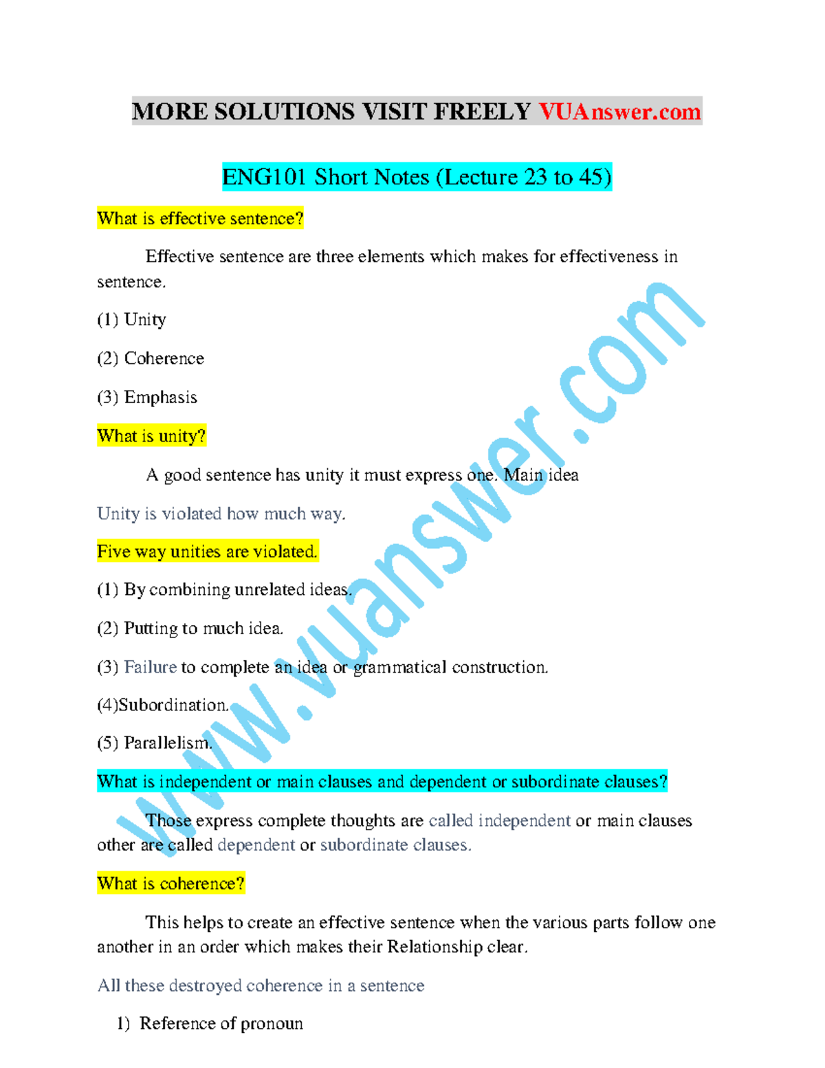 Eng101 Short Notes Vuanswer More Solutions Visit Freely Vuanswer Eng101 Short Notes Lecture Eng101 Short Notes Vuanswer More Solutions Visit Freely Vuanswer Eng101 Short Notes Lecture