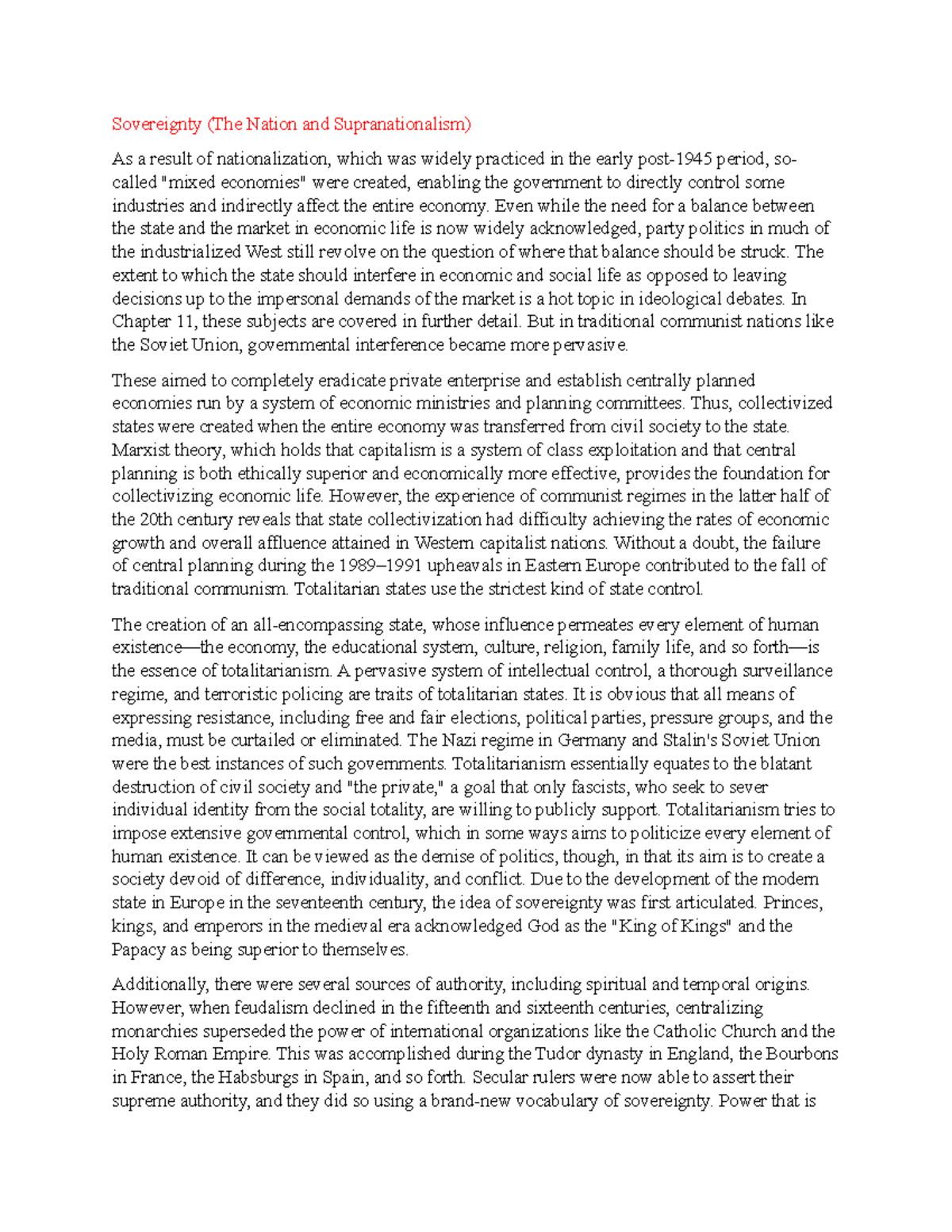 Sovereignty (The Nation and Supranationalism) - Even while the need for ...