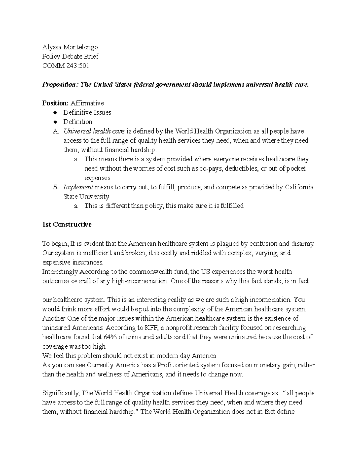 Updated policy debate brief - Alyssa Montelongo Policy Debate Brief ...
