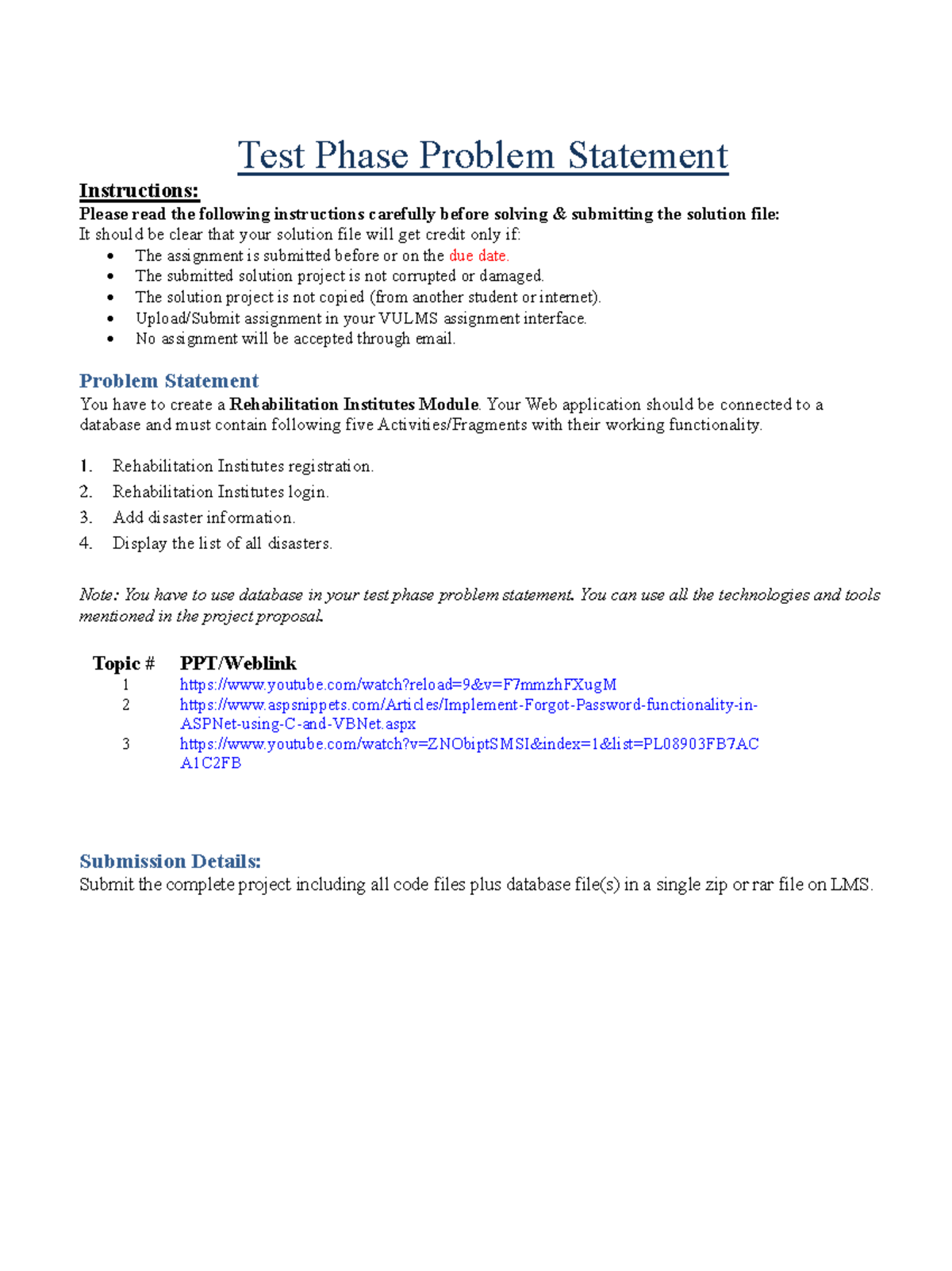 Fall 2023 CS619 8871 3 - Test Phase Problem Statement Instructions ...