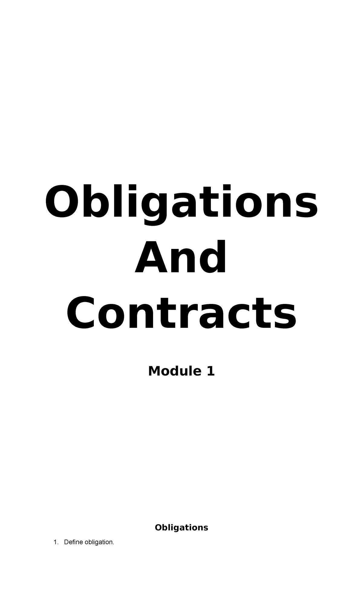 Contracts-Module-copy - Obligations And Contracts Module 1 Obligations ...