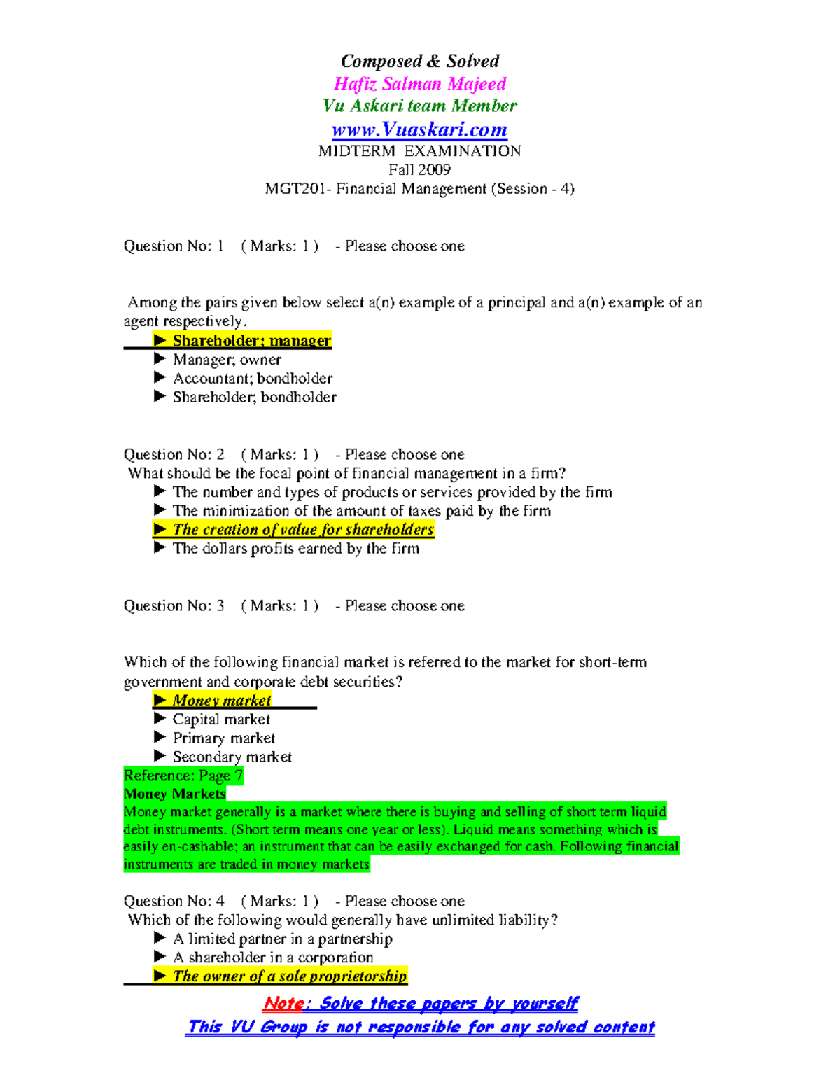 MGT201 Mid Terms Solved MCQs - Hafiz Salman Majeed Vu Askari Team ...