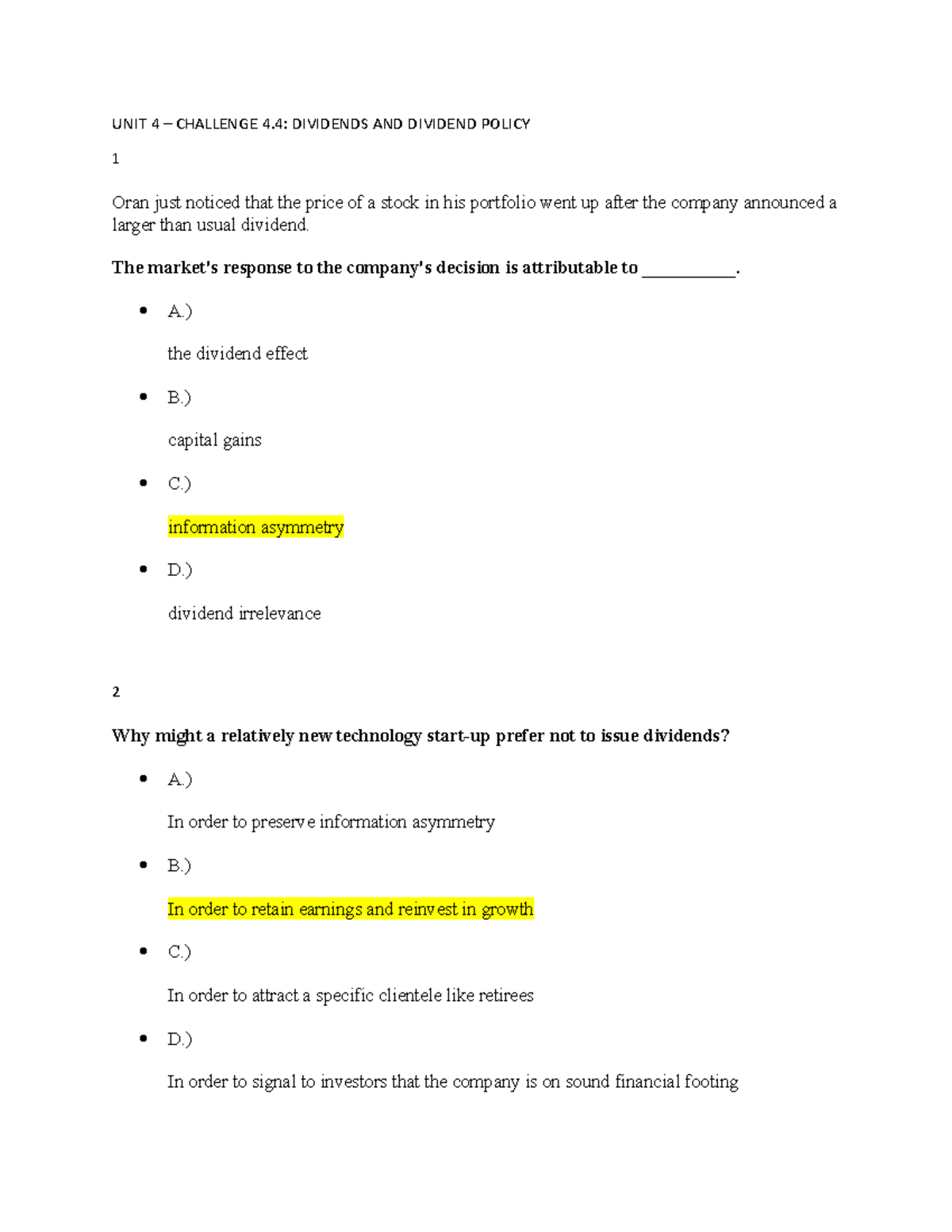 4 .4 Sophia Principles Of Financing - UNIT 4 – CHALLENGE 4: DIVIDENDS ...