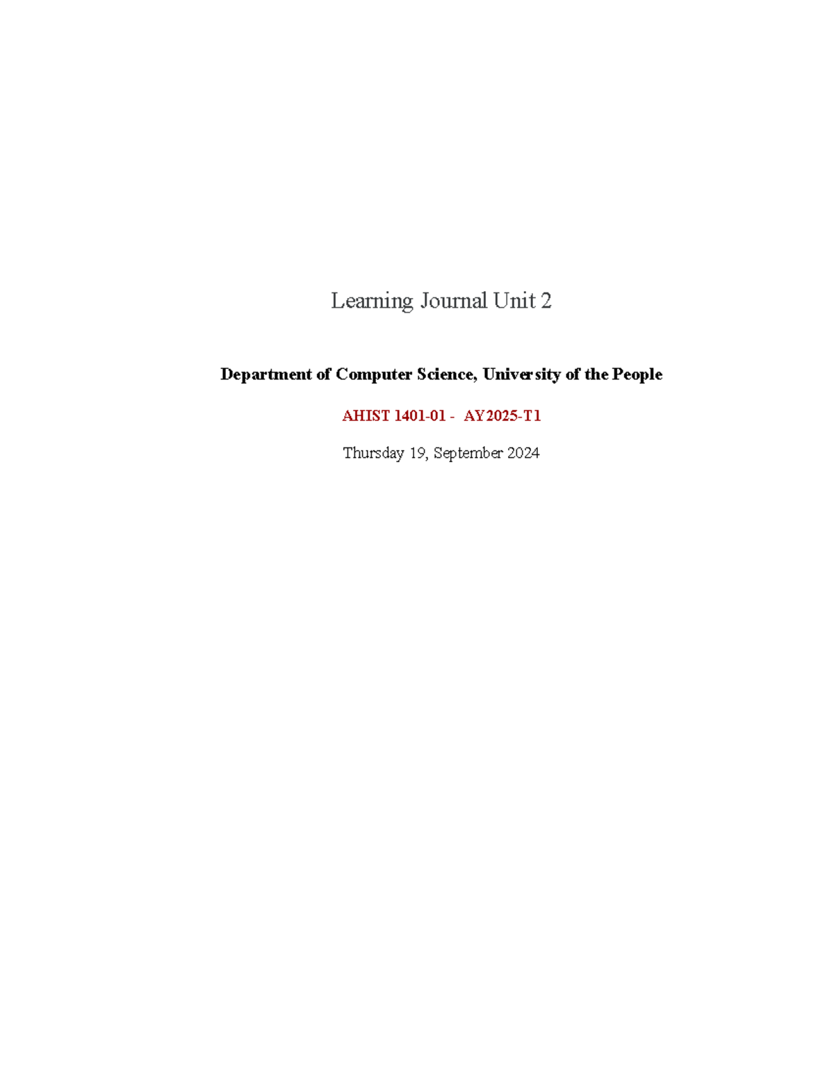 AHIST 1401 Learning Journal Unit 2 Peter Okorafor - Learning Journal ...