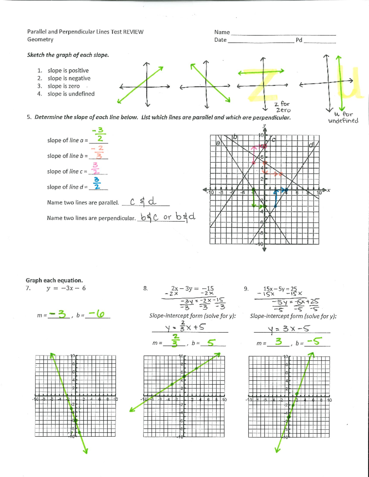 Unit 4 Day 5 - Parallel and Perp. Lines Review Key - Studocu