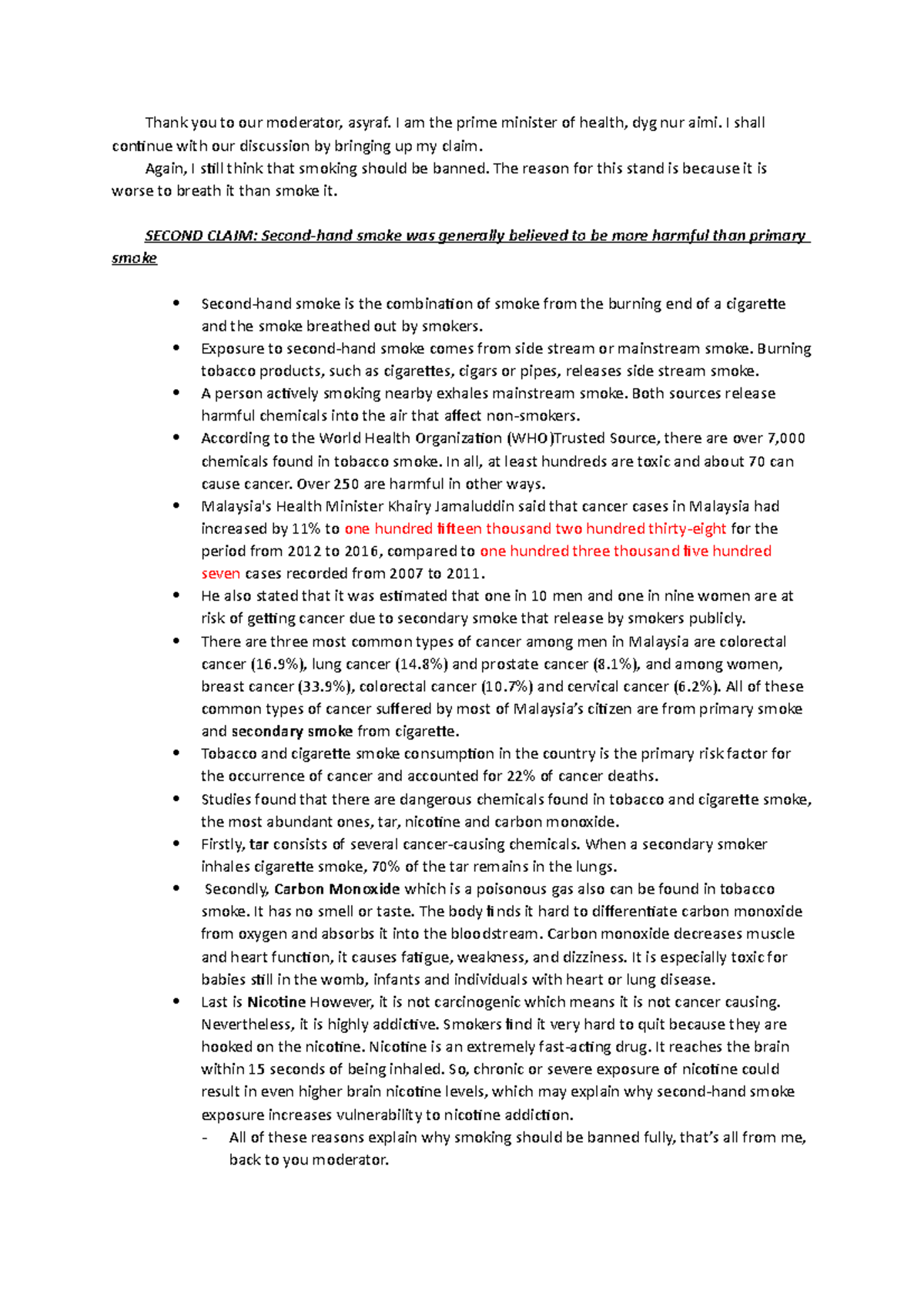 Forum Script for ELC091- SHOULD SMOKING BE BANNED - Thank you to our ...