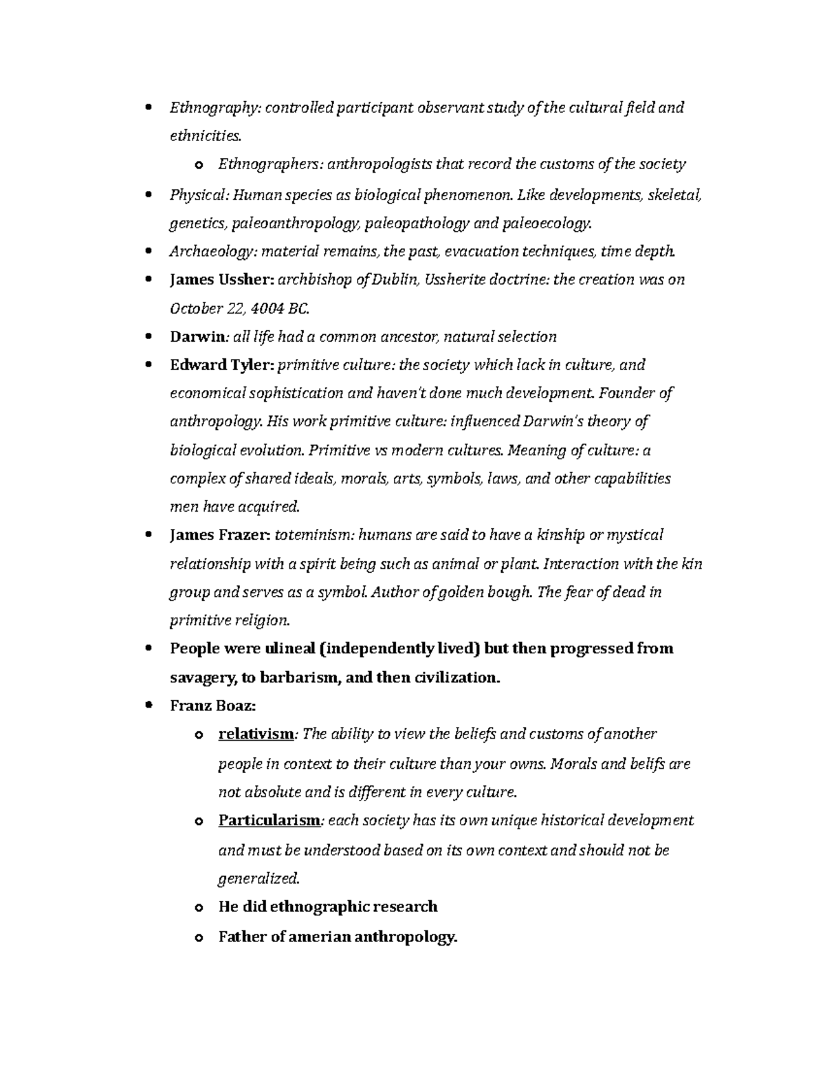 Anthro notes midterm 1 - something to help everybody with - Ethnography ...