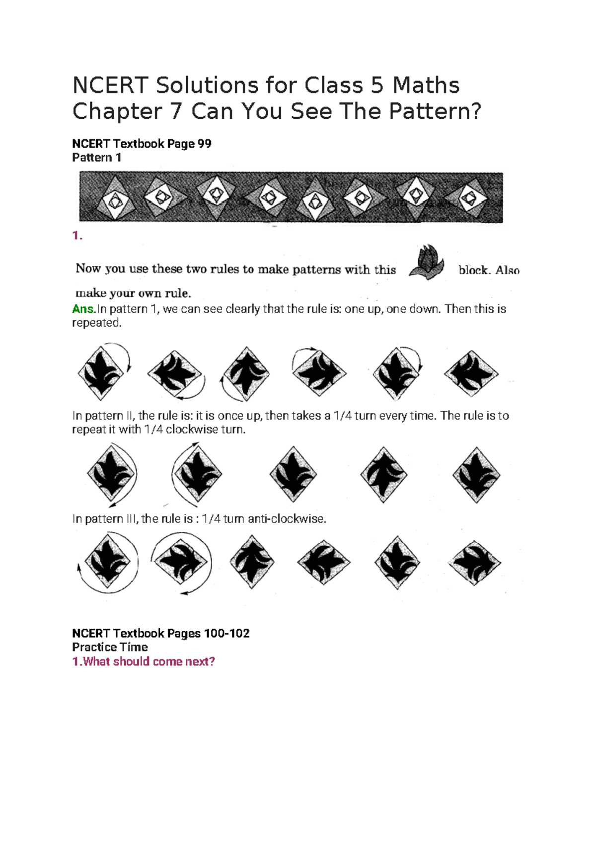 Ncert Solutions for Class 5 Maths Chapter 7 Can You See The Pattern ...