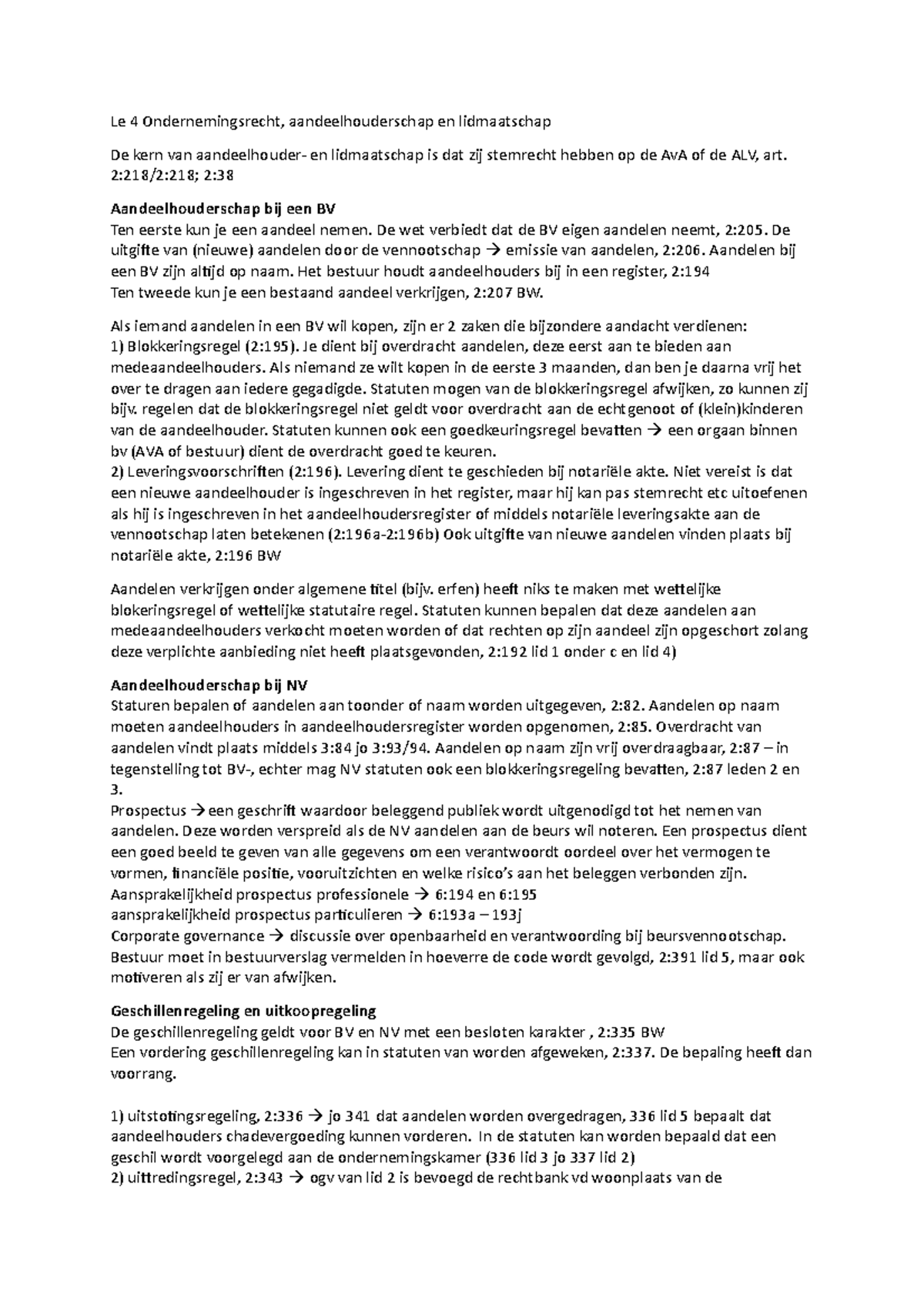 Ondernemingsrecht - College-aantekeningen 6 - Le 4 Ondernemingsrecht ...