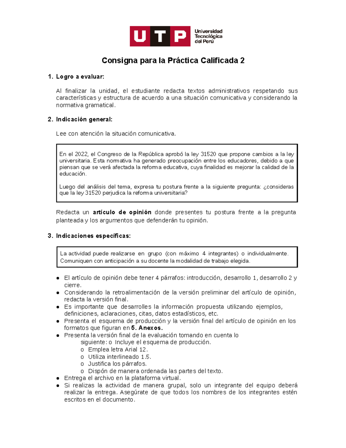 PC2 - Práctica Calificada 2 - Consigna Para La Práctica Calificada 2 1 ...