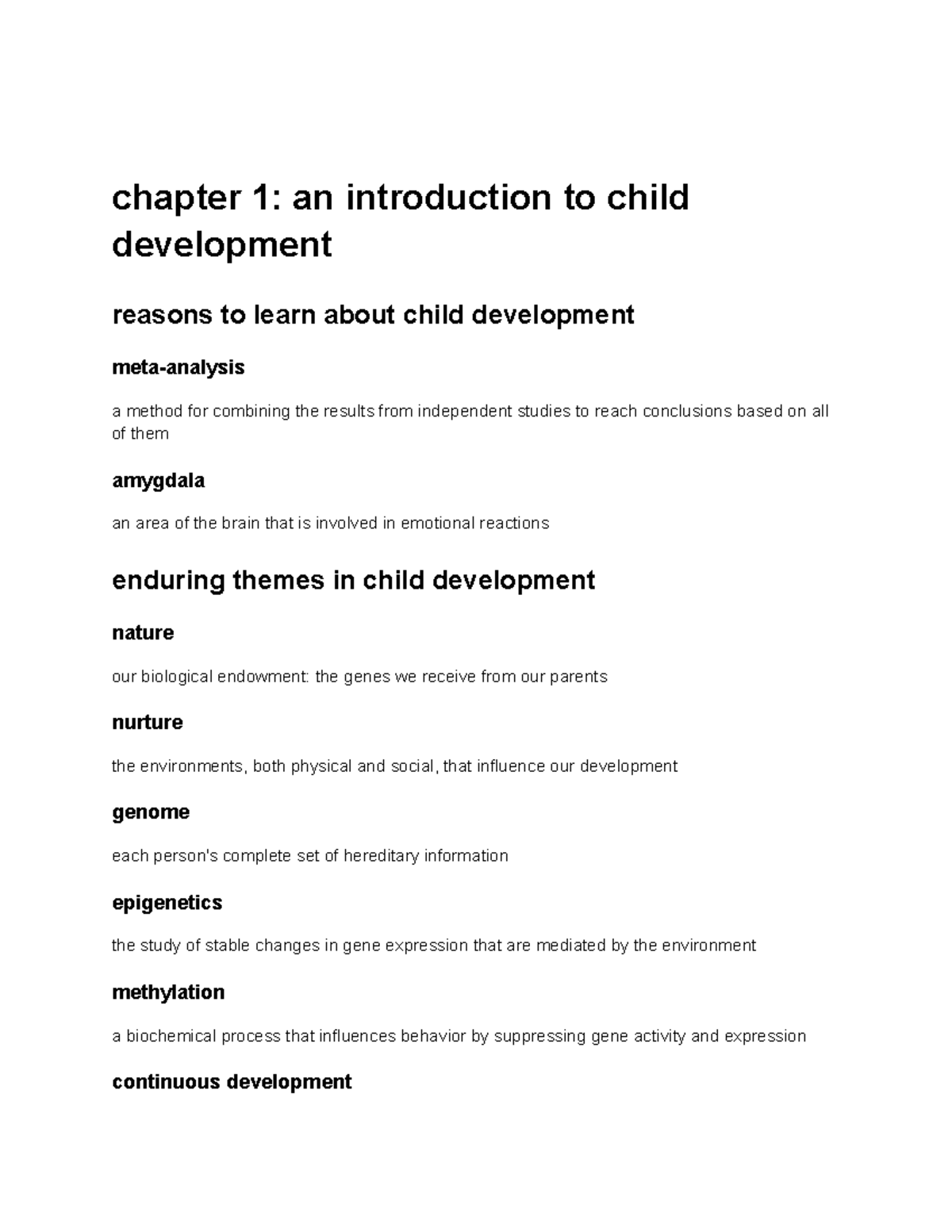Chapter 1 an introduction to child development - PSYCH 350 - UMass ...
