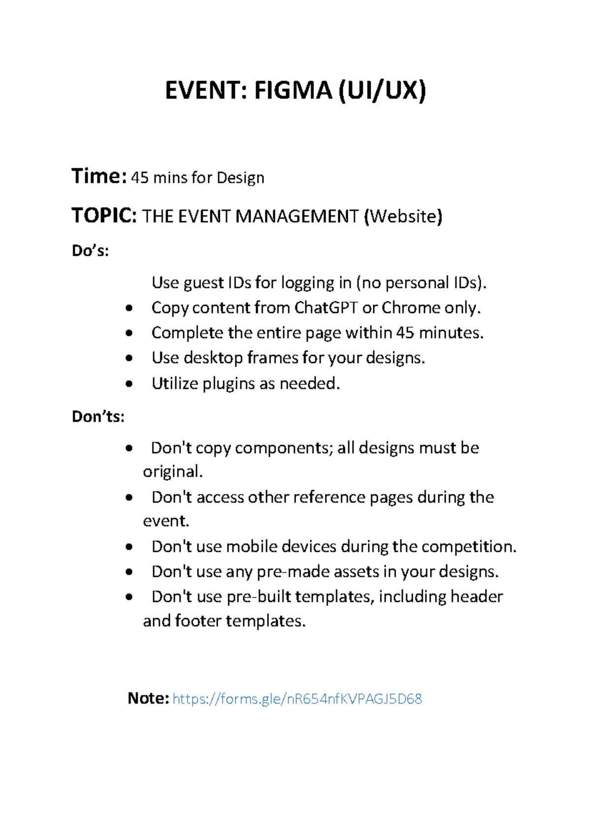 Rules figma - Assignment - EVENT: FIGMA (UI/UX) Time: 45 mins for ...