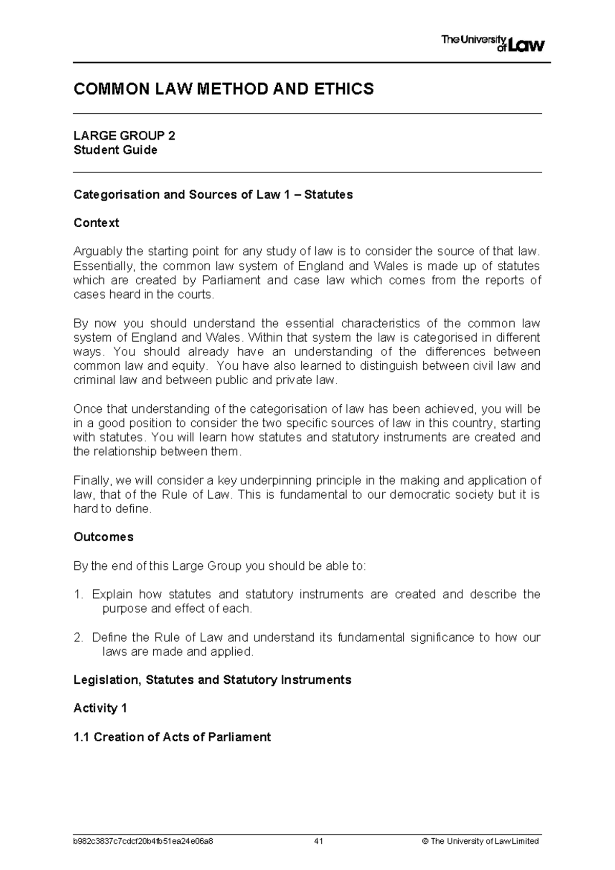 2324 clme lg02 ce01 student guide - COMMON LAW METHOD AND ETHICS LARGE ...