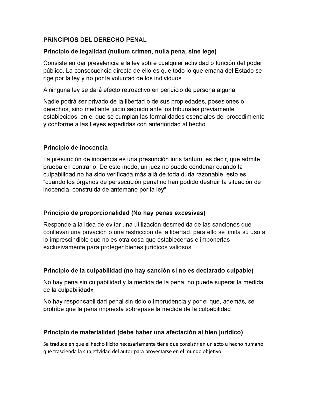 Principios Del Derecho Penal - PRINCIPIOS DEL DERECHO PENAL Principio ...