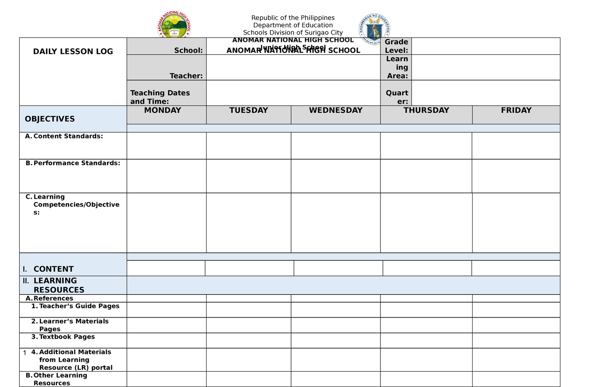 DLL Template 22 23 - DLL FOR TEACHERS - Department of Education Schools ...