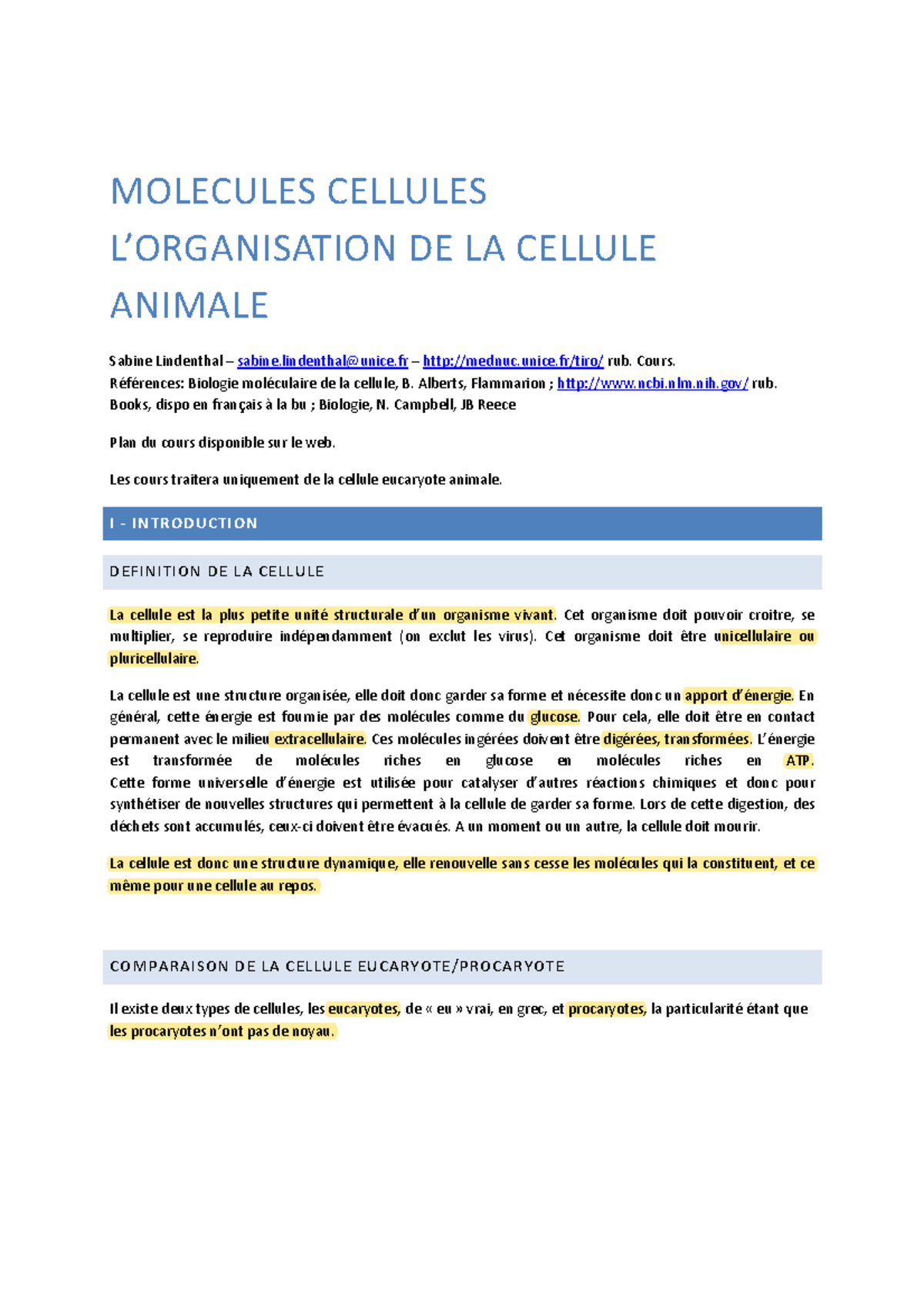 Biologie Moléculaire De La Cellule Alberts Pdf Download Cours- Bio cell - L'organisation de la cellule animale[ 727] - MOLECULES  CELLULES L9ORGANISATION DE - Studocu