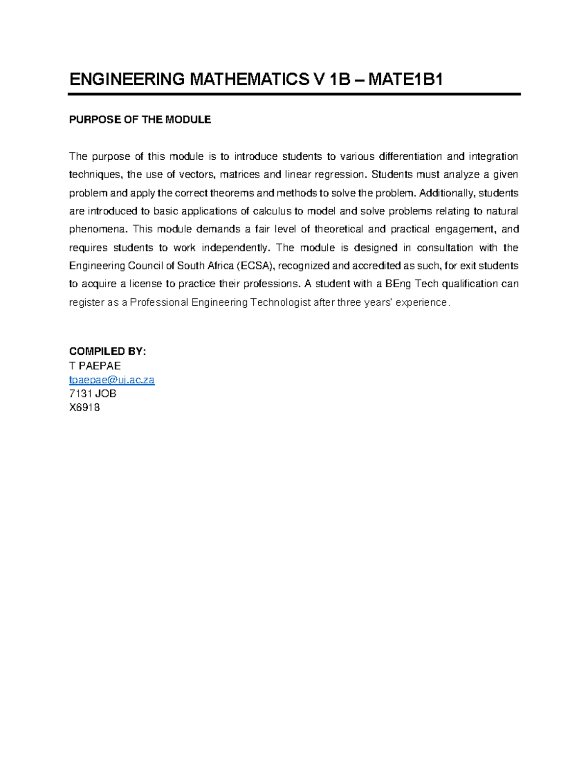 Differentiation - mathematics hardest module notes - ENGINEERING ...