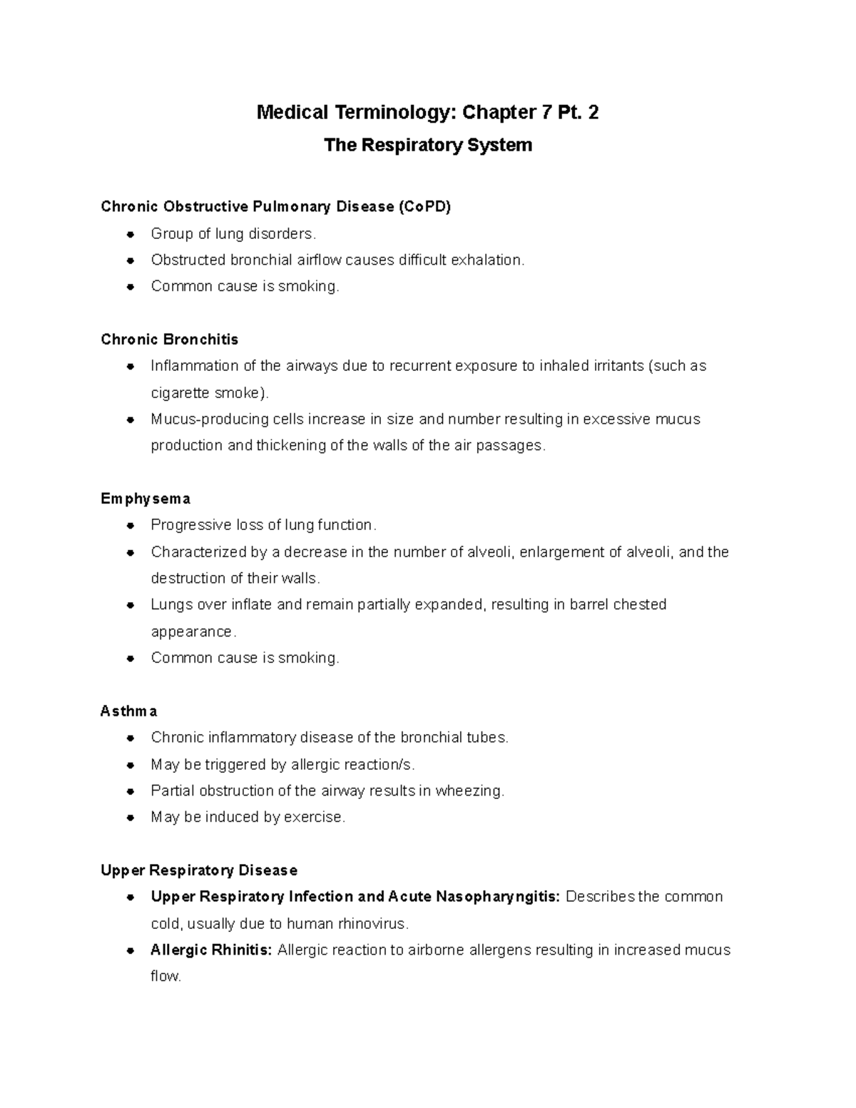 Med Terms Ch 7 Pt 2 - The Respiratory System - Medical Terminology ...