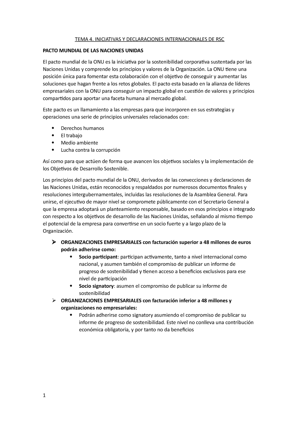 Tema 4 Apuntes Completos Tema 4 Iniciativas Y Declaraciones Internacionales De Rsc Pacto 7587