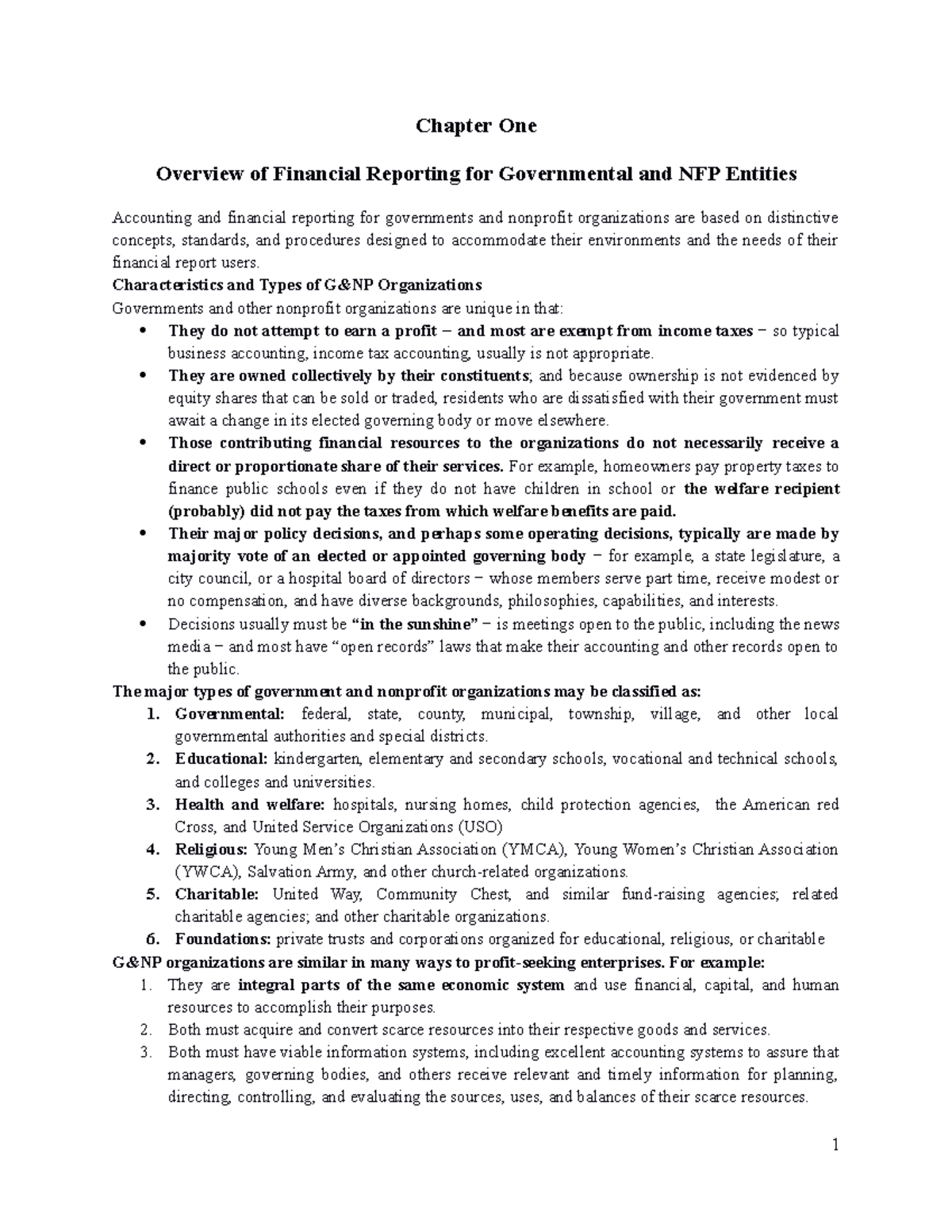 Public Sector Accounting - Chapter One Overview Of Financial Reporting ...