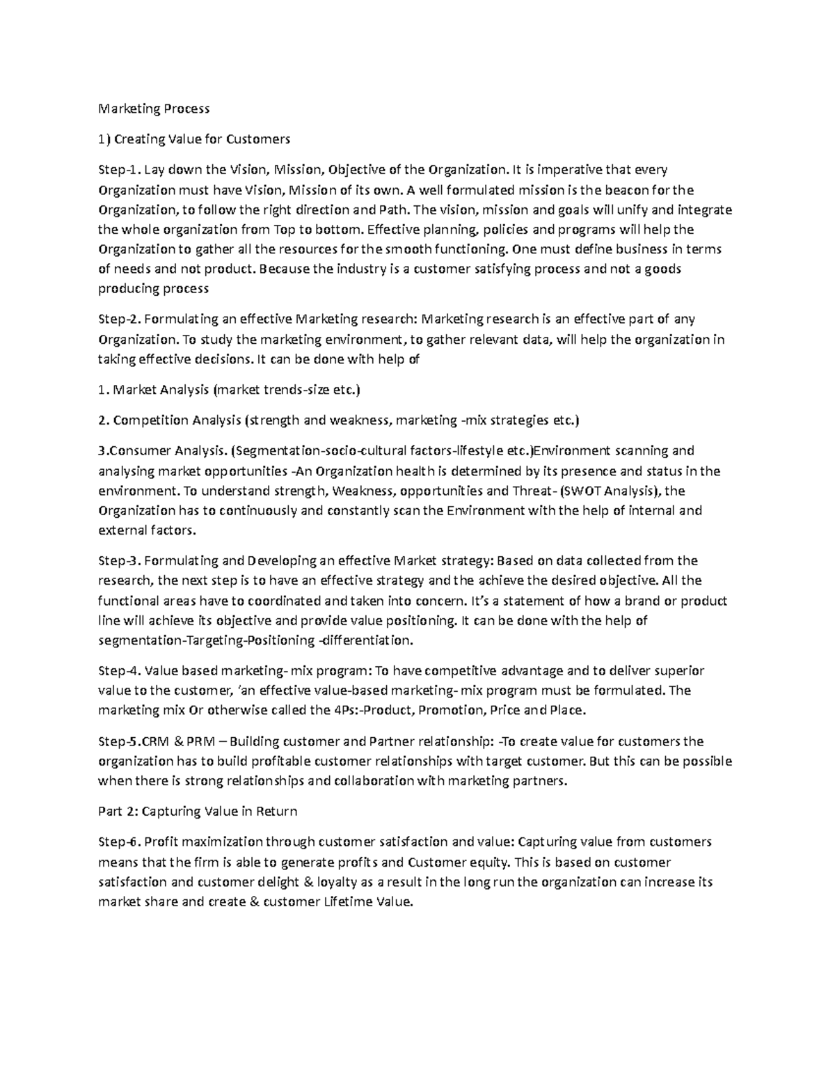 Marketing process - Marketing Process Creating Value for Customers Step ...
