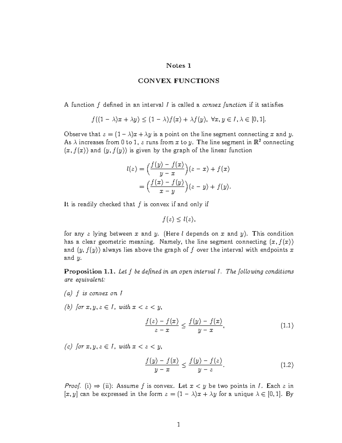 Convex set - Notes 1 CONVEX FUNCTIONS A functionfdefined in an ...