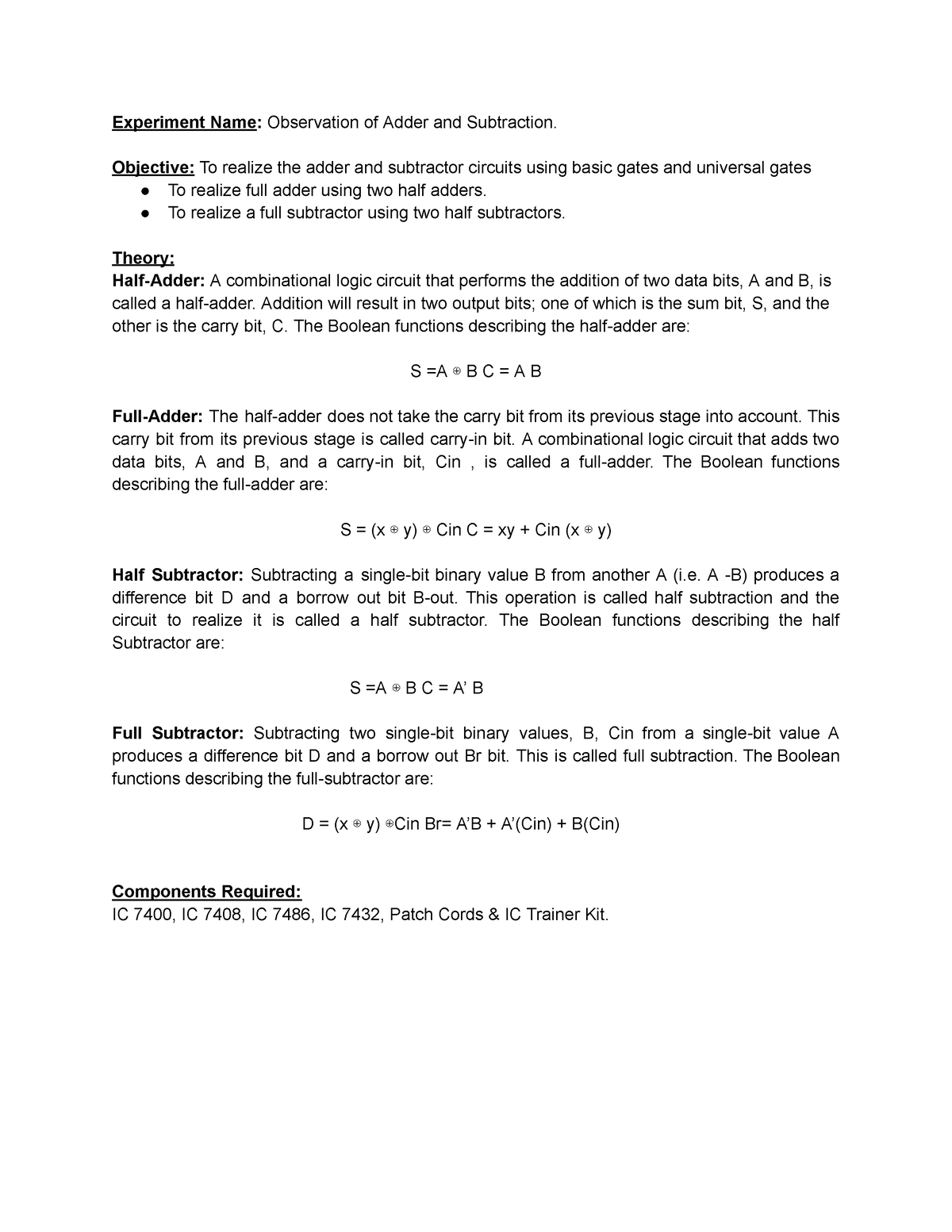 observation-of-adder-and-subtraction-objective-to-realize-the-adder