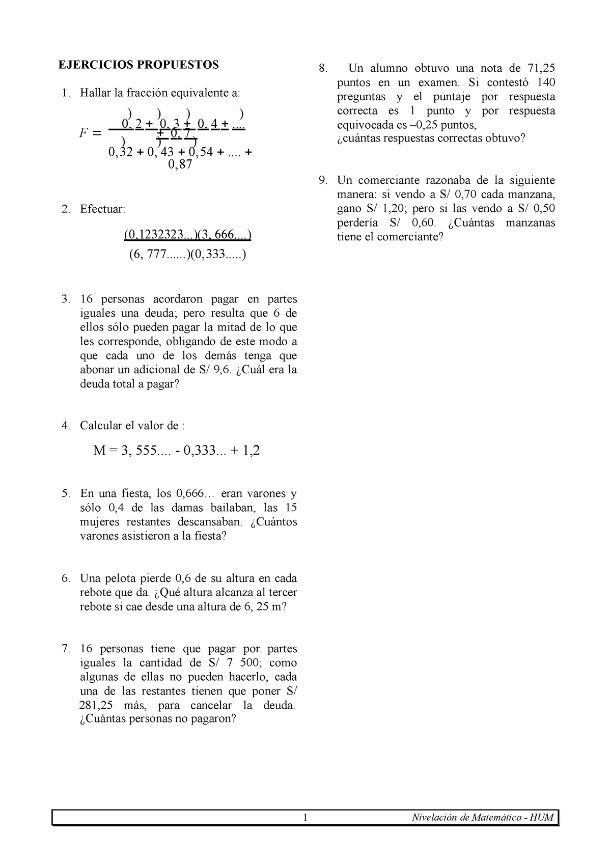 S03.s1 - Resolver Ejercicios - 1 Nivelación De Matemática - HUM ...