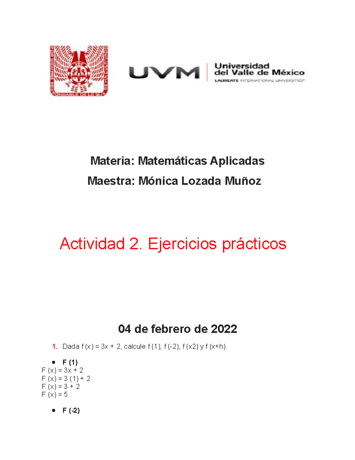 Actividad 2 Matematicas Aplicadas - Materia: Matemáticas Aplicadas ...