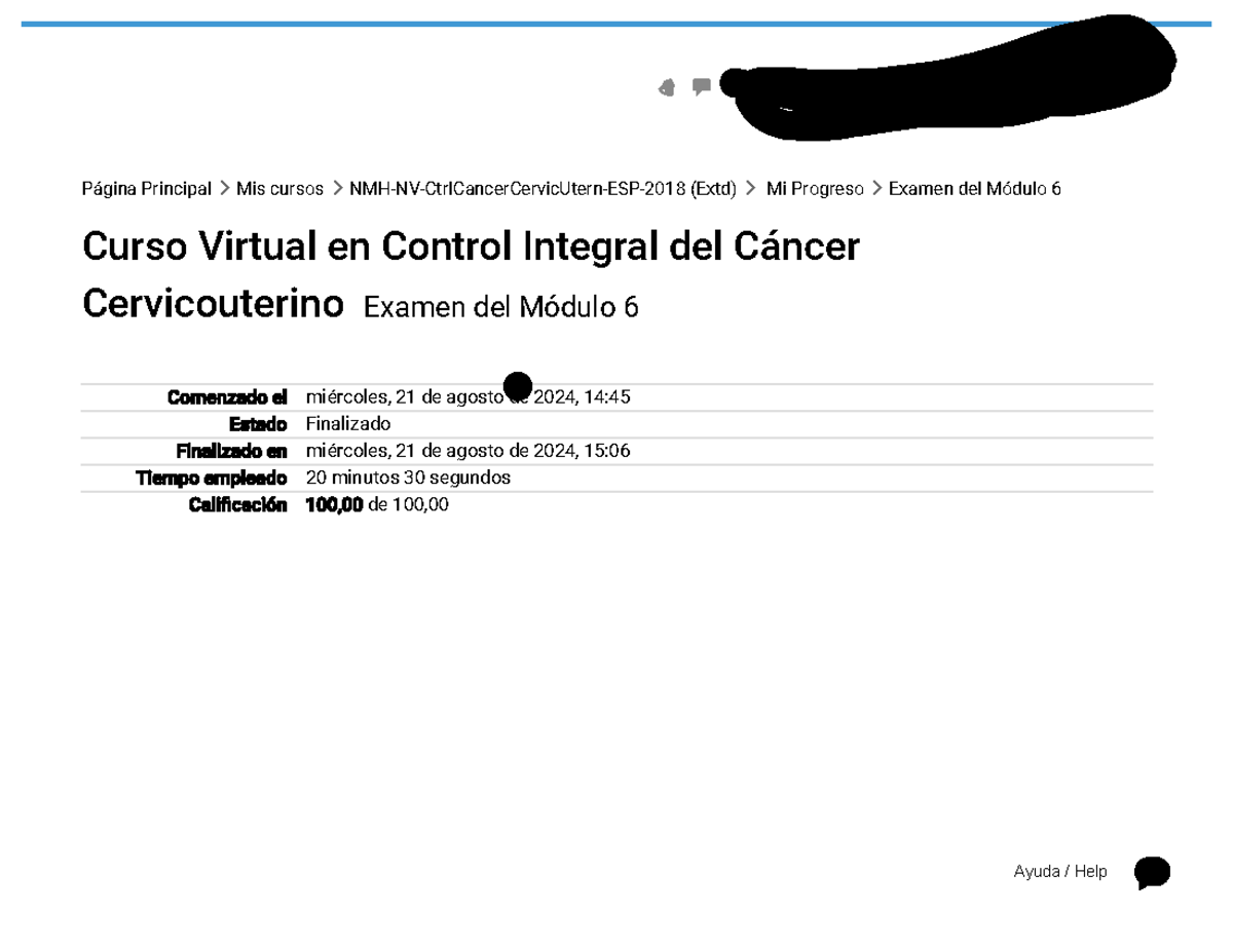 Examen del Módulo 6 Revisión del intento Campus PAHO - Curso Virtual en