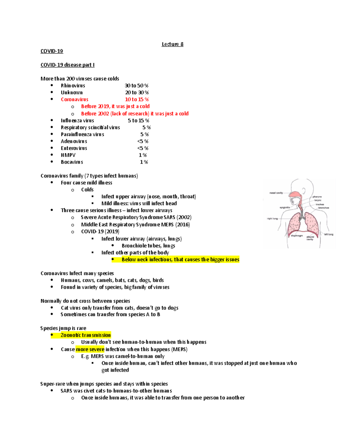 Topic 6 - Covid-19 - lecture notes - Lecture 8 COVID- COVID-19 disease ...