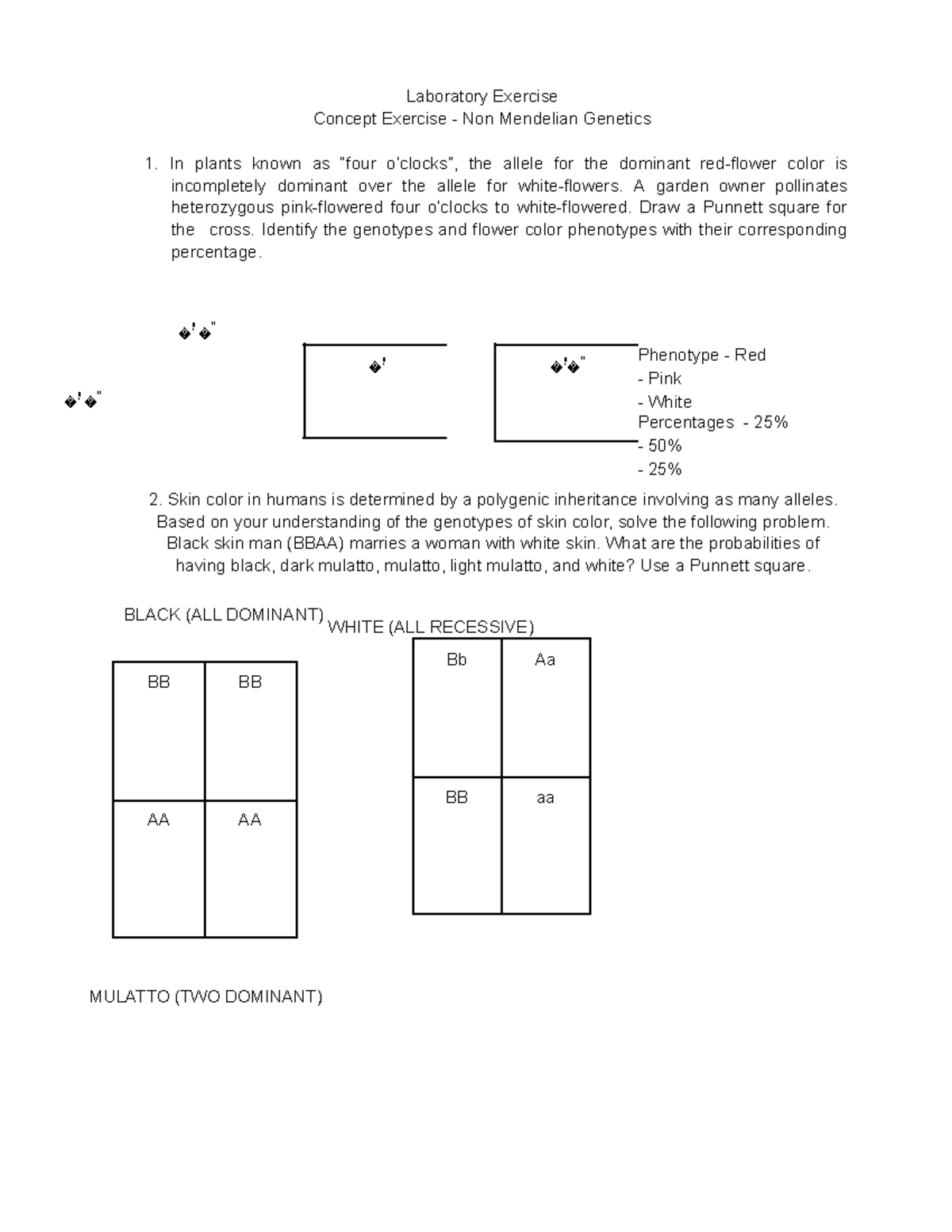 Bio 101.1 Lab Exercise - biological assignment - Laboratory Exercise ...